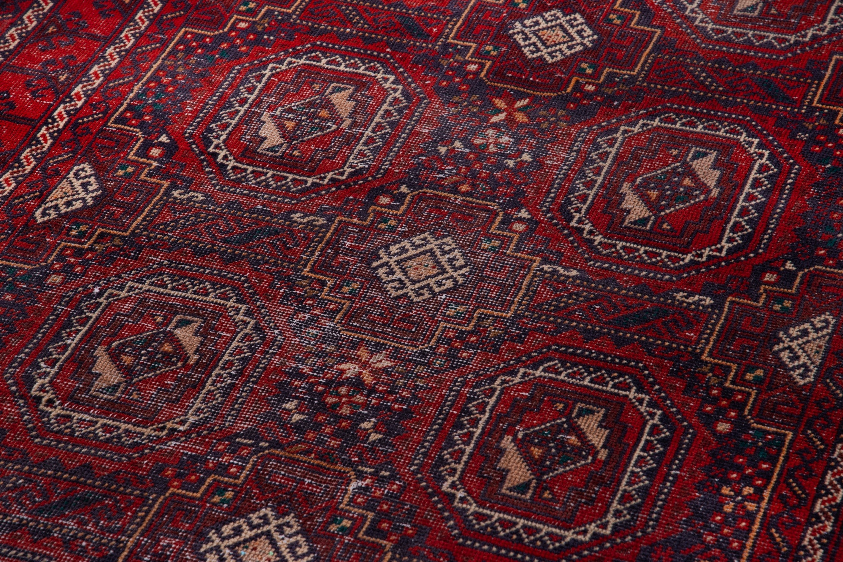 Persian Baluch accent rug in burgundy and deep red, view 9 of 16