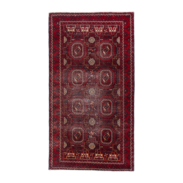 Persian Baluch accent rug in burgundy and deep red, 3'2" x 5'11"