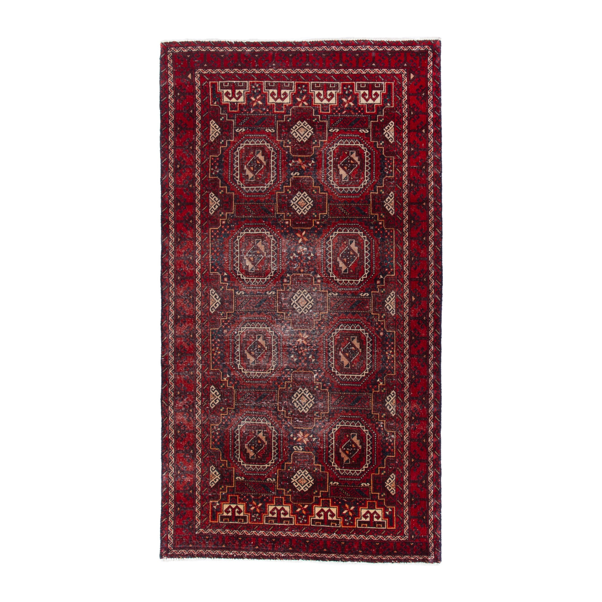 Persian Baluch accent rug in burgundy and deep red, 3'2" x 5'11"