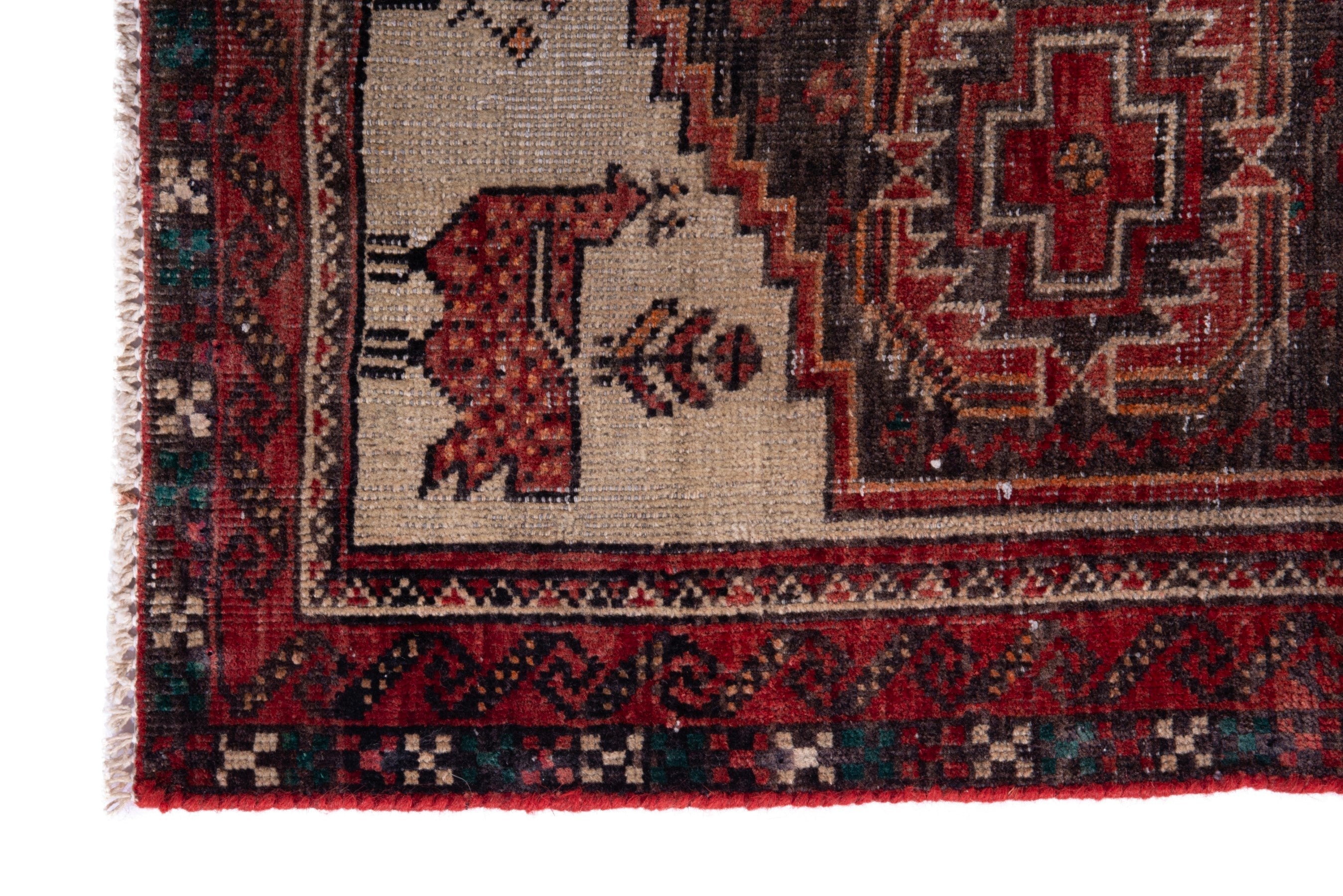 Persian Baluch accent rug in burgundy and terracotta, view 5 of 21