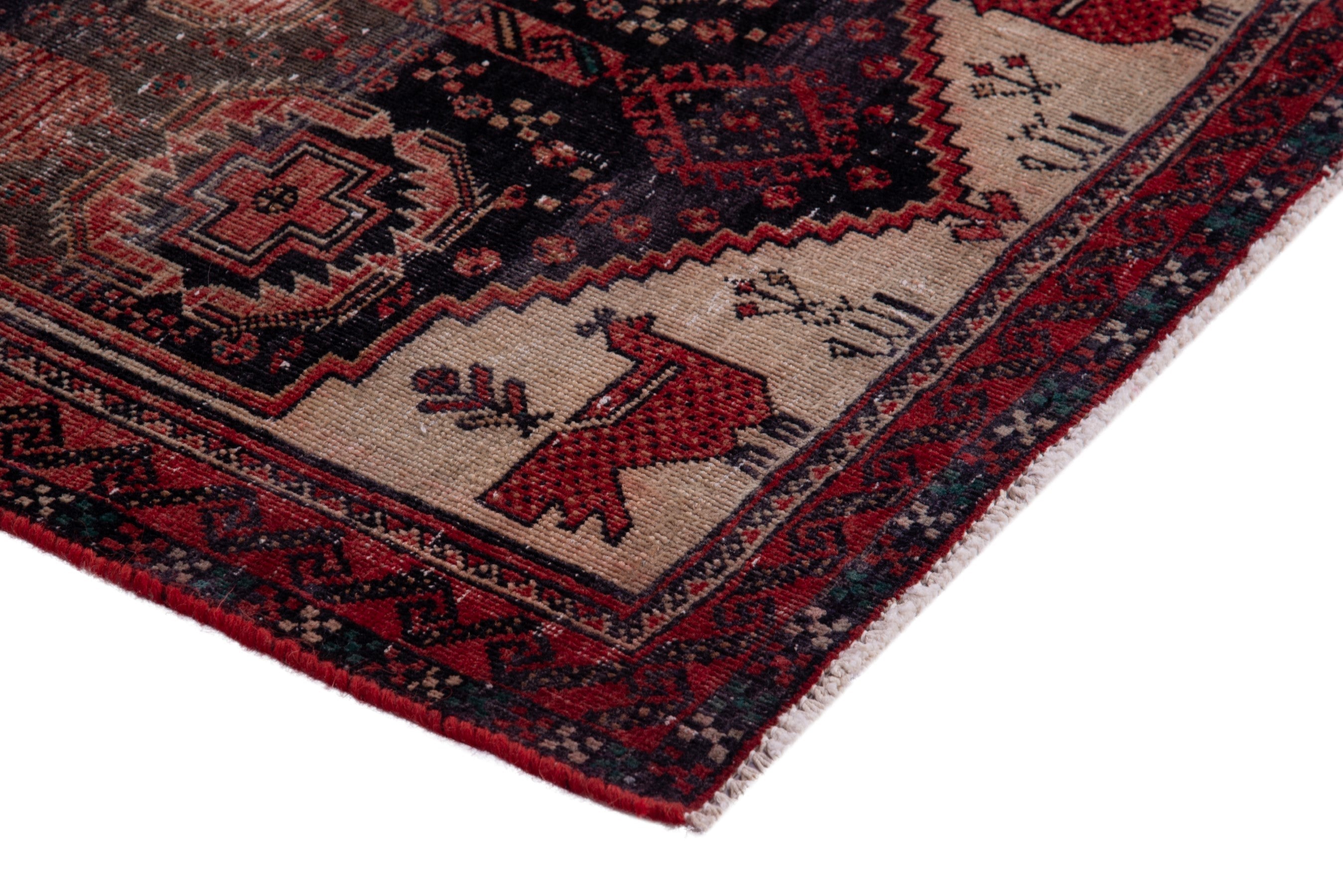 Persian Baluch accent rug in burgundy and terracotta, view 4 of 21