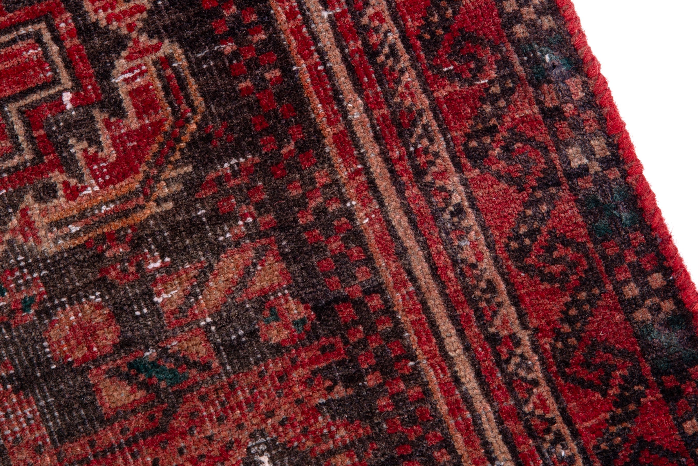 Persian Baluch accent rug in burgundy and terracotta, view 7 of 21