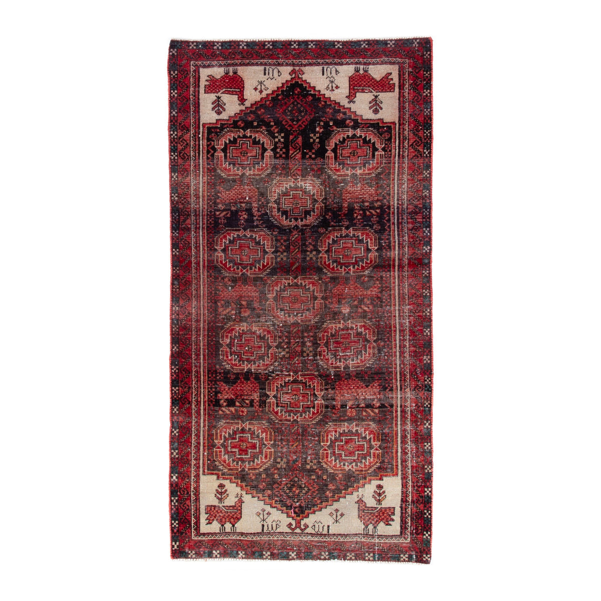 Persian Baluch accent rug in burgundy and terracotta, 2'9" x 5'7"