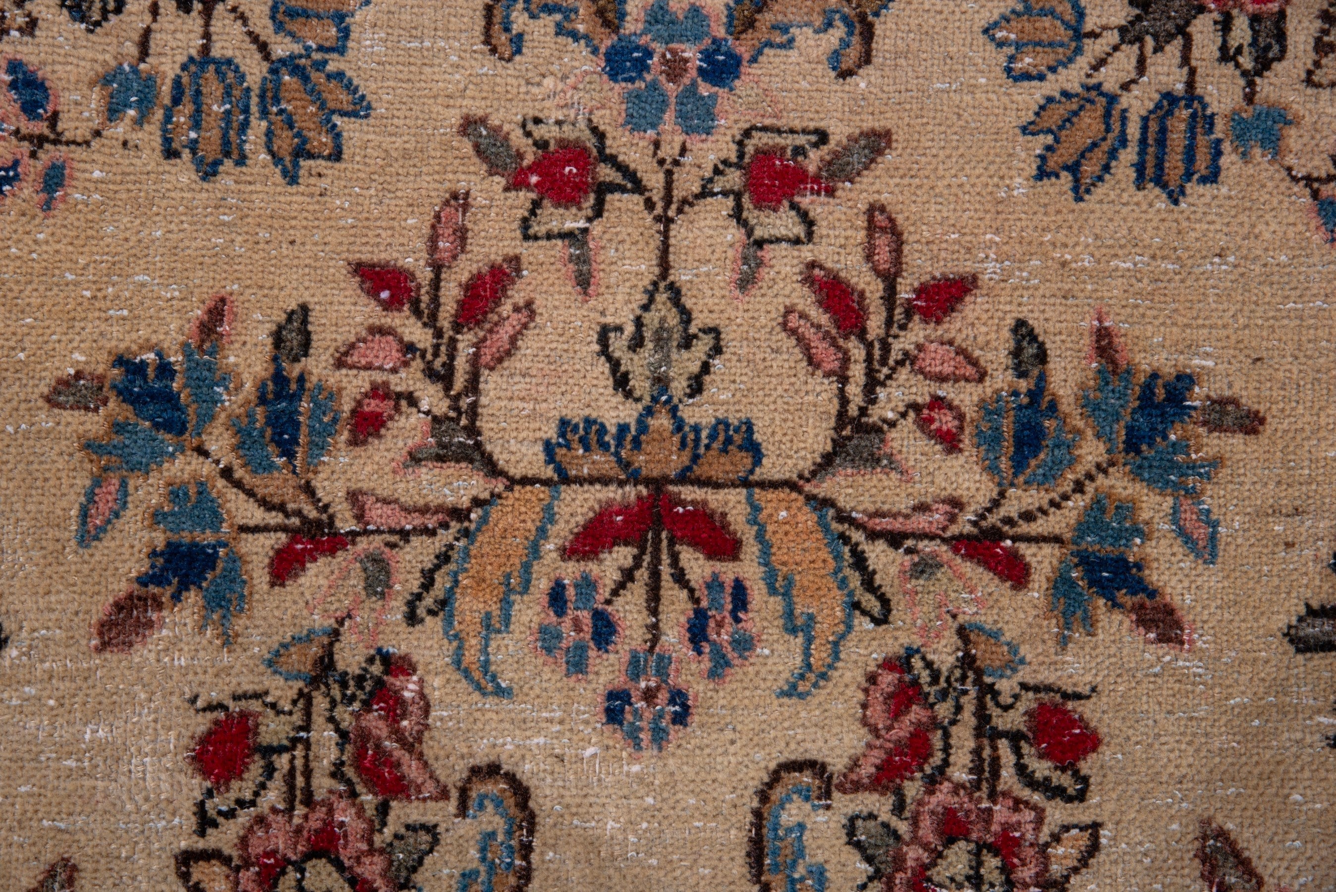 Persian Kerman runner rug in cream and faded red, view 13 of 18
