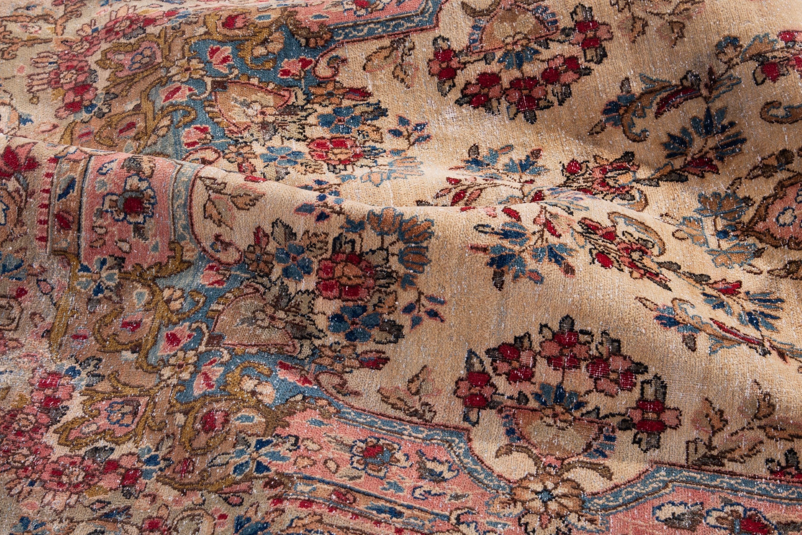 Persian Kerman runner rug in cream and faded red, view 14 of 18