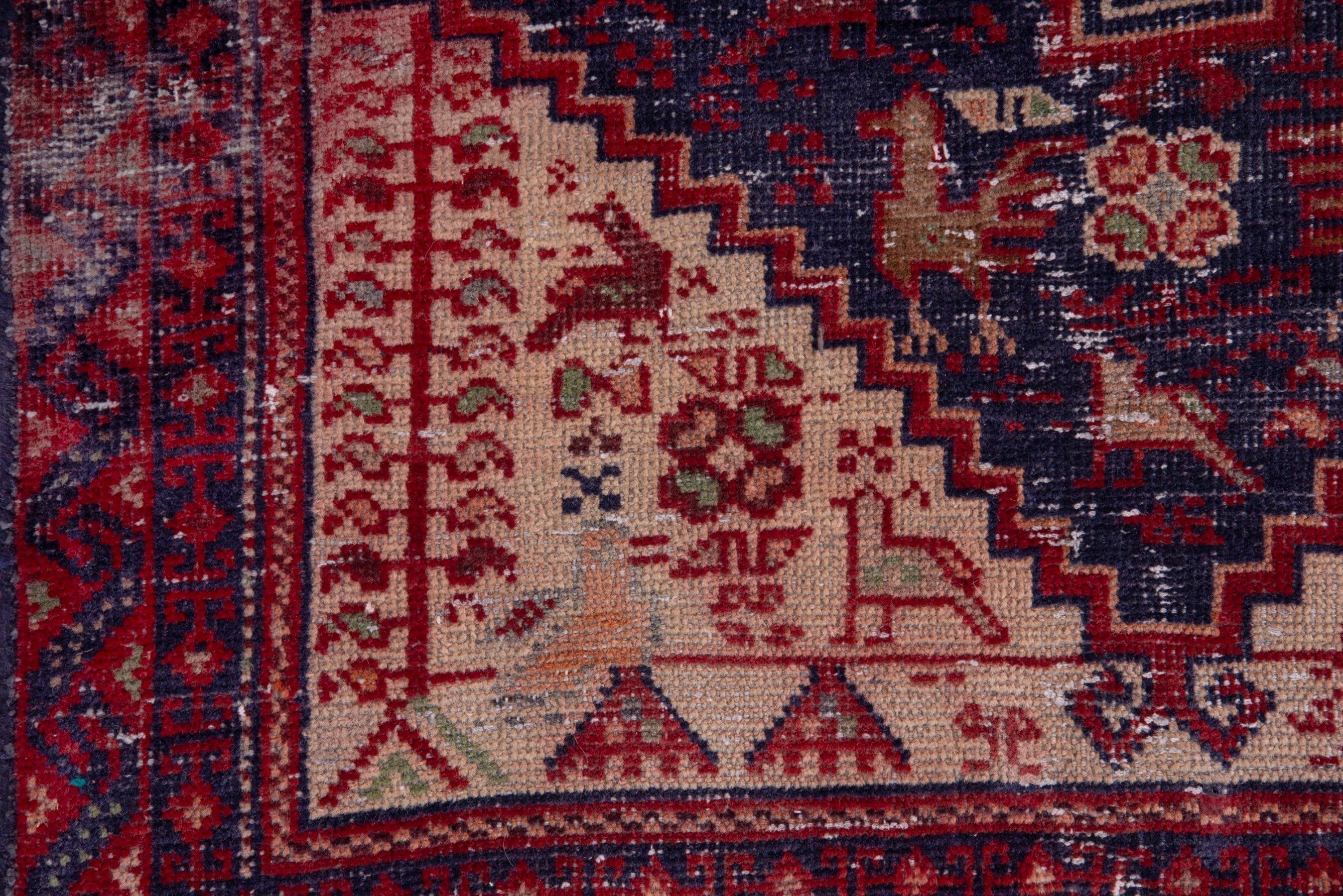 Persian Baluch accent rug in burgundy and navy, view 9 of 15