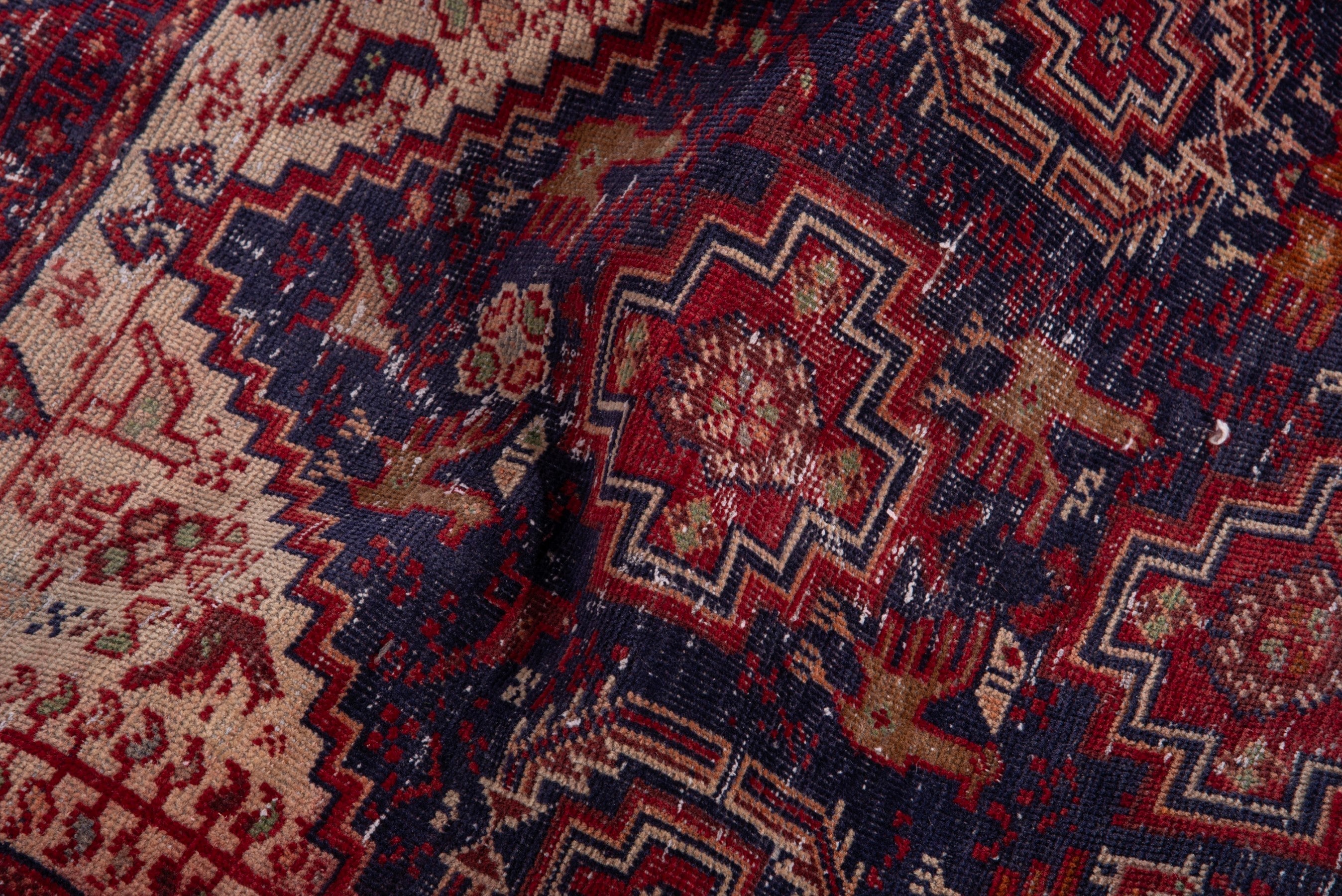 Persian Baluch accent rug in burgundy and navy, view 11 of 15