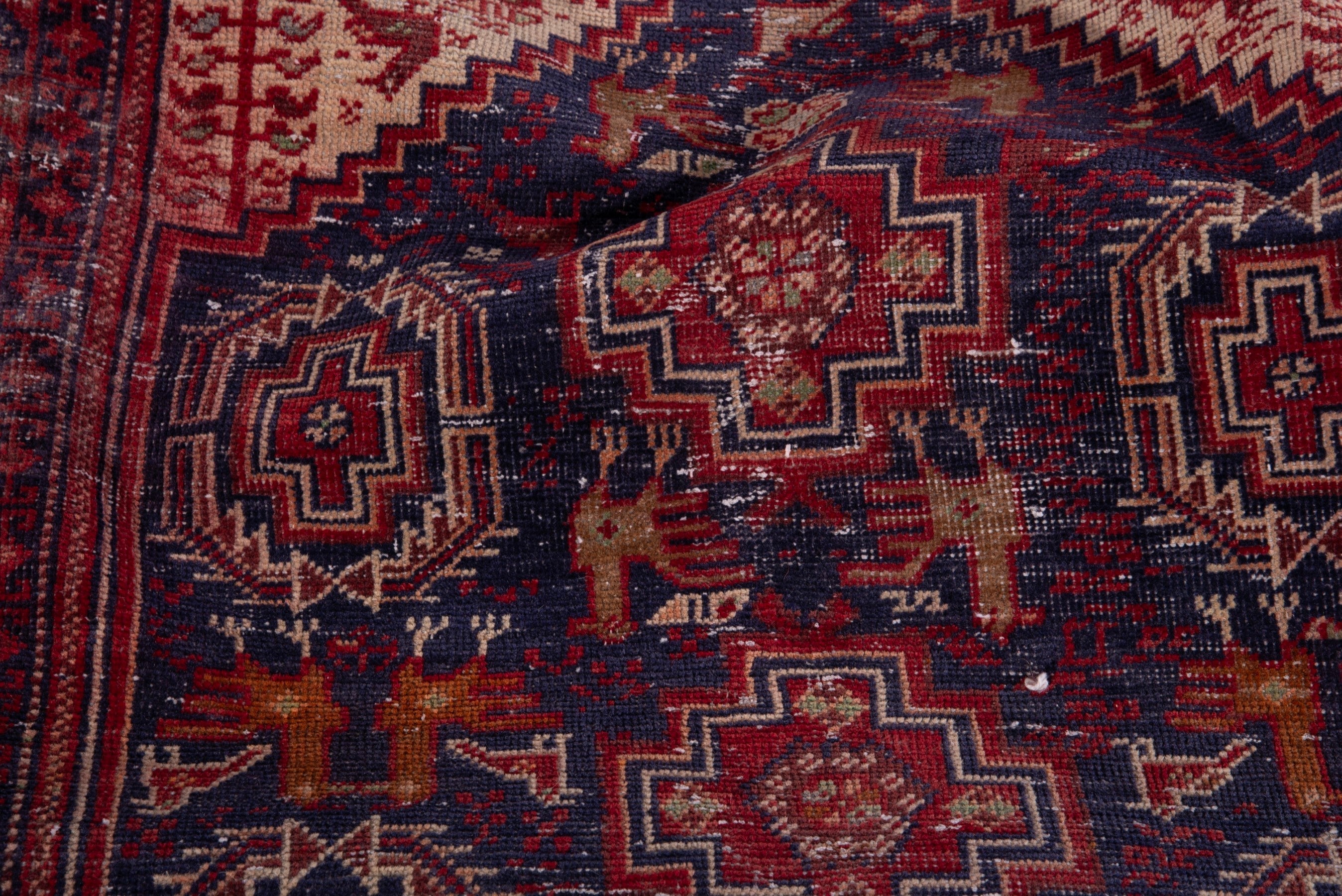 Persian Baluch accent rug in burgundy and navy, view 12 of 15