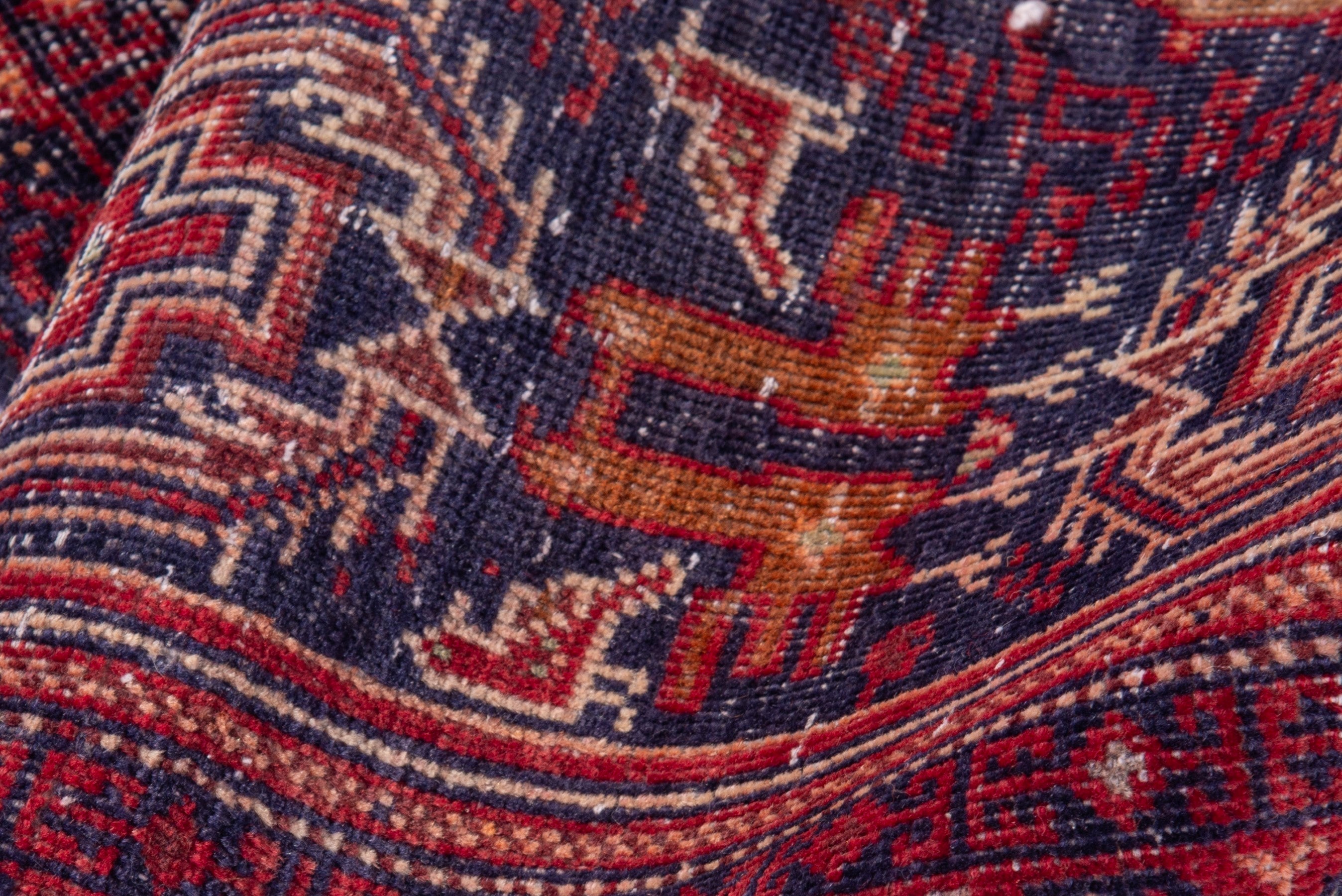 Persian Baluch accent rug in burgundy and navy, view 13 of 15