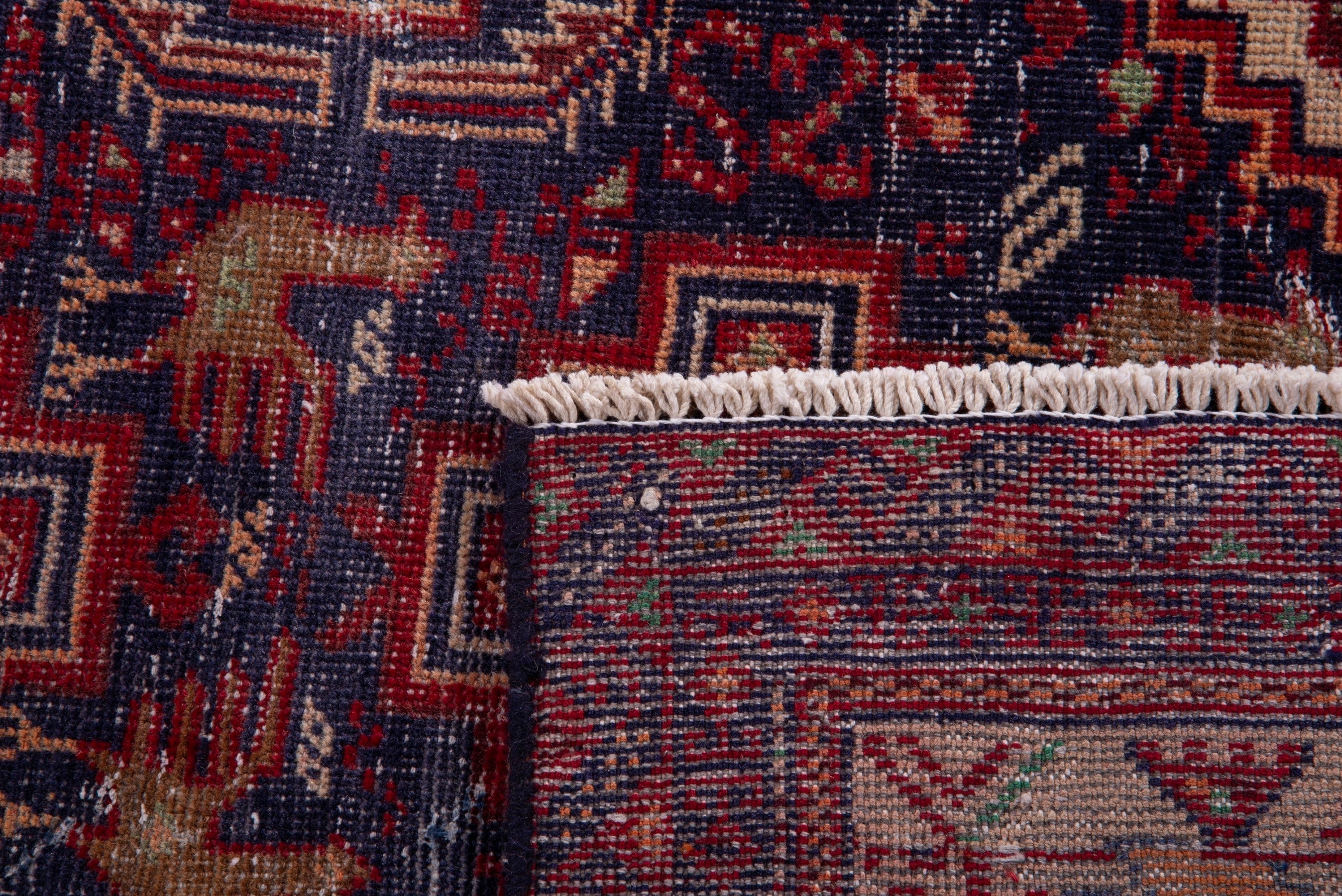 Persian Baluch accent rug in burgundy and navy, view 15 of 15