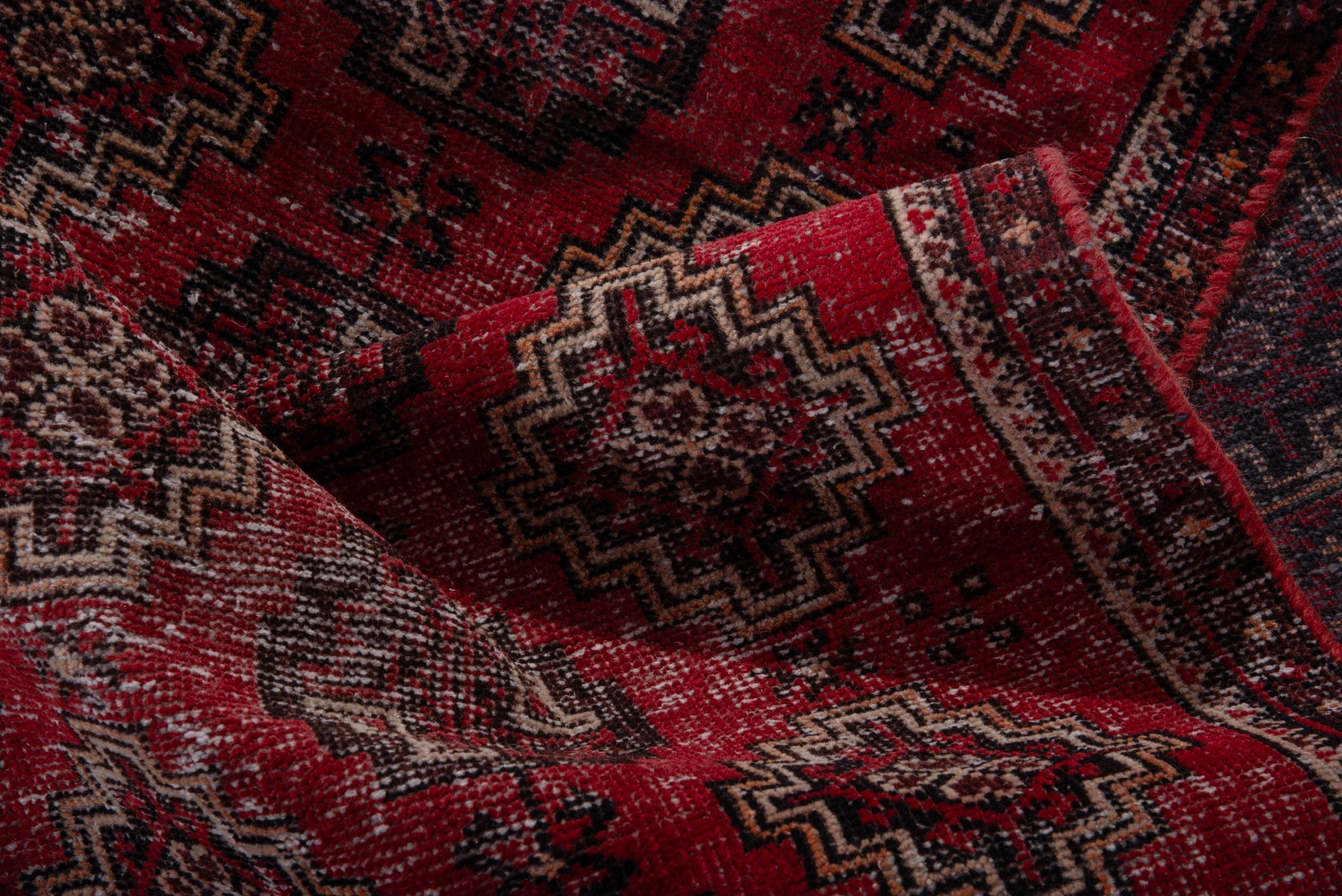 Persian Ferdos accent rug in deep red and dark brown, view 13 of 15