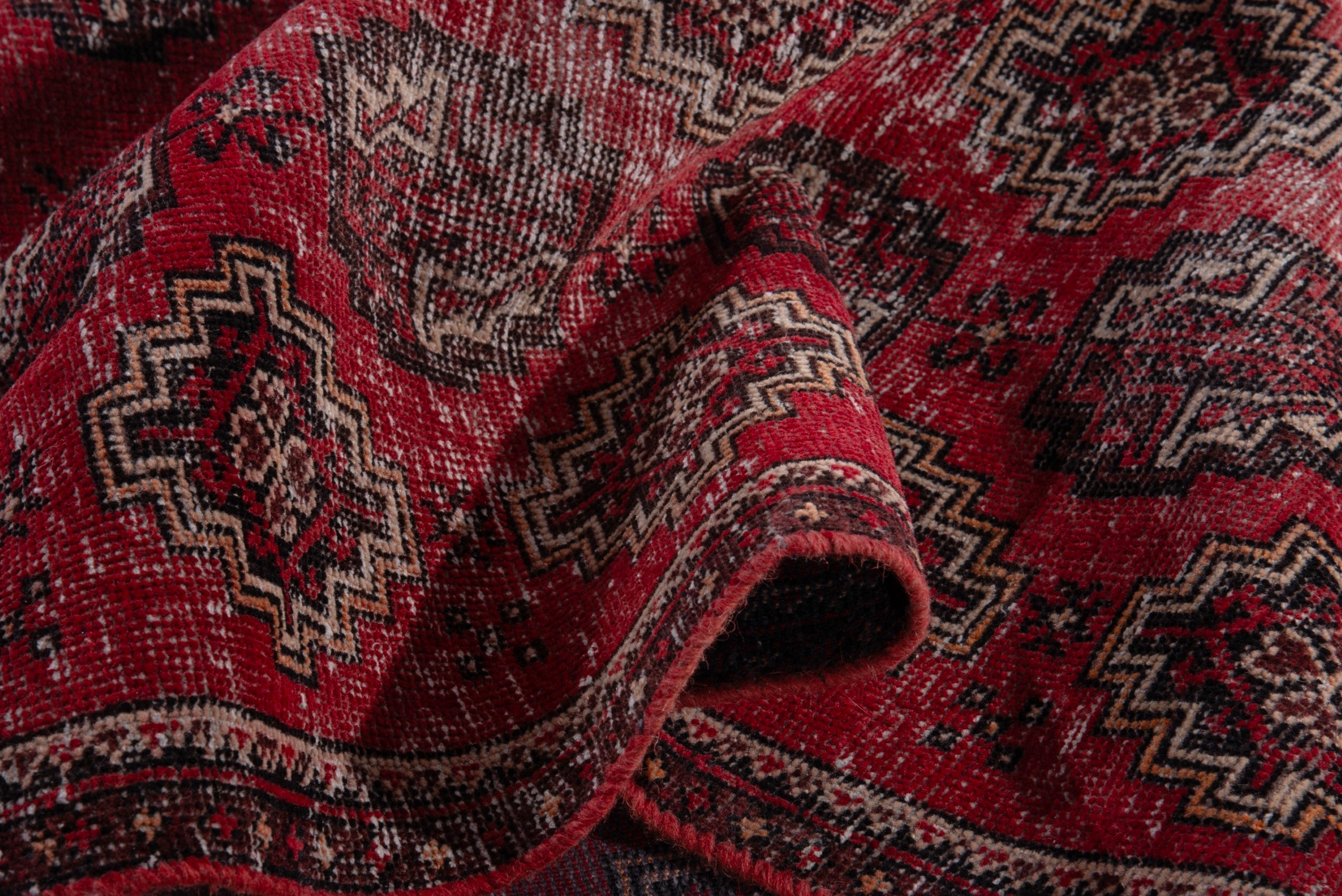 Persian Ferdos accent rug in deep red and dark brown, view 14 of 15
