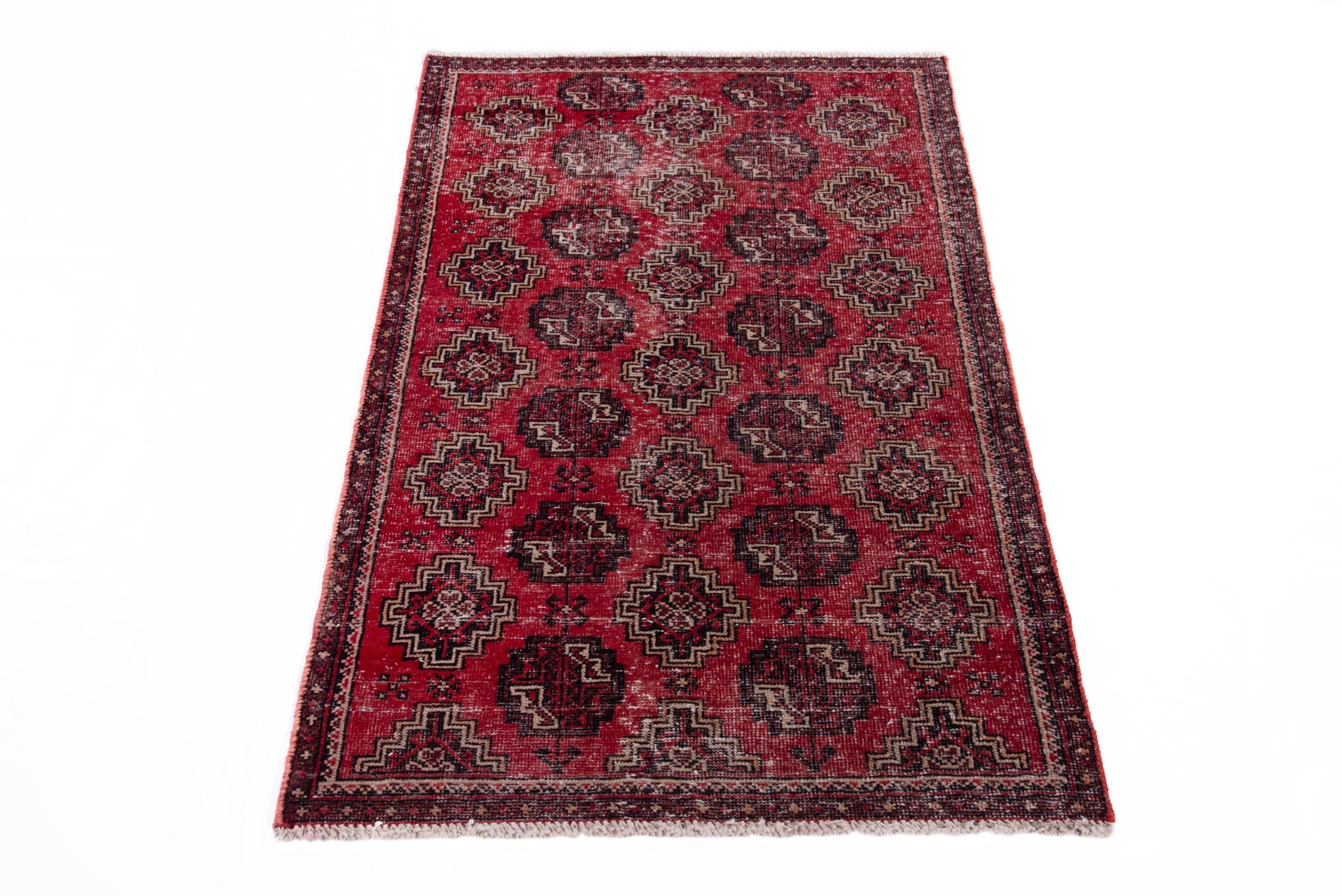 Persian Ferdos accent rug in deep red and dark brown, view 2 of 15