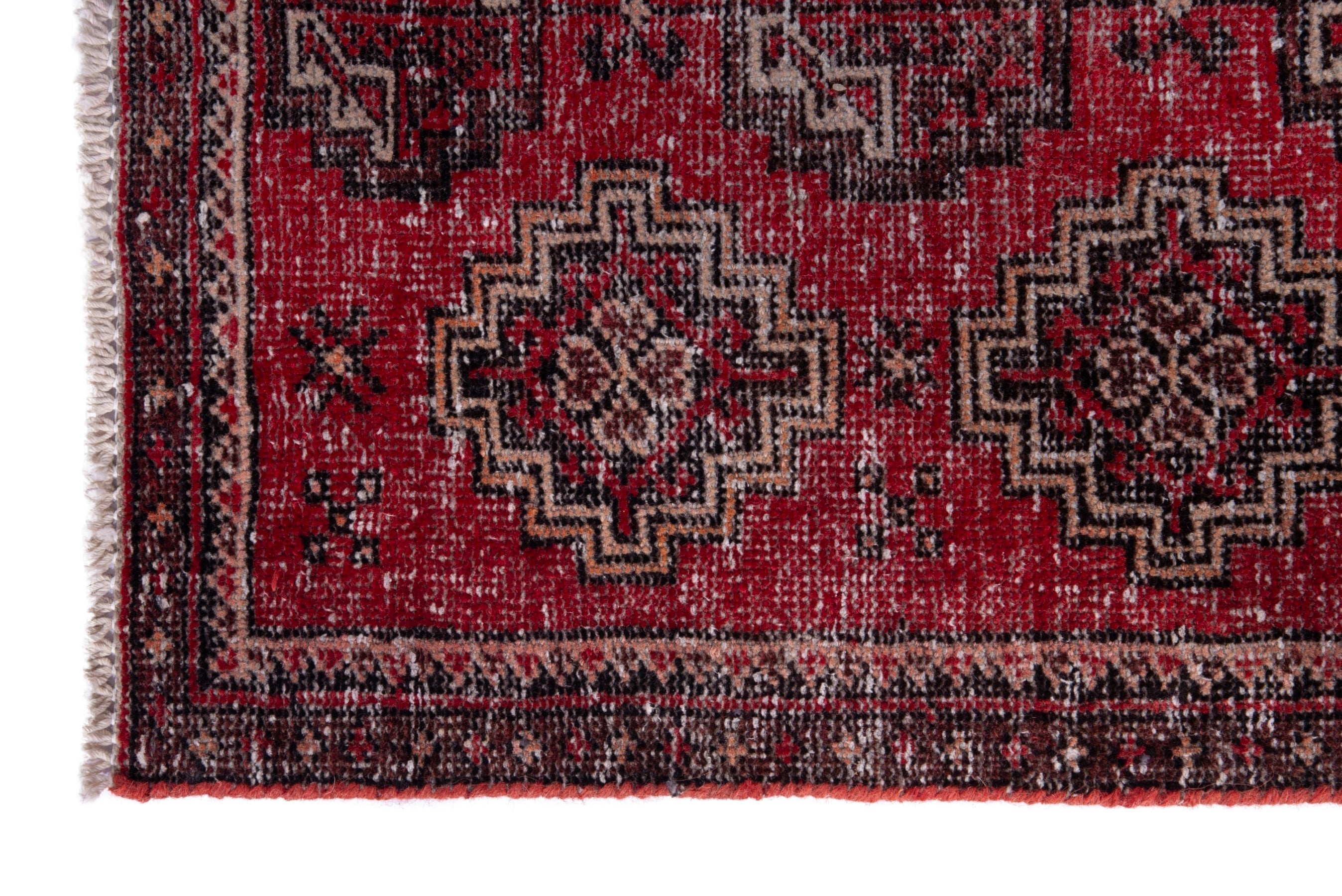 Persian Ferdos accent rug in deep red and dark brown, view 5 of 15