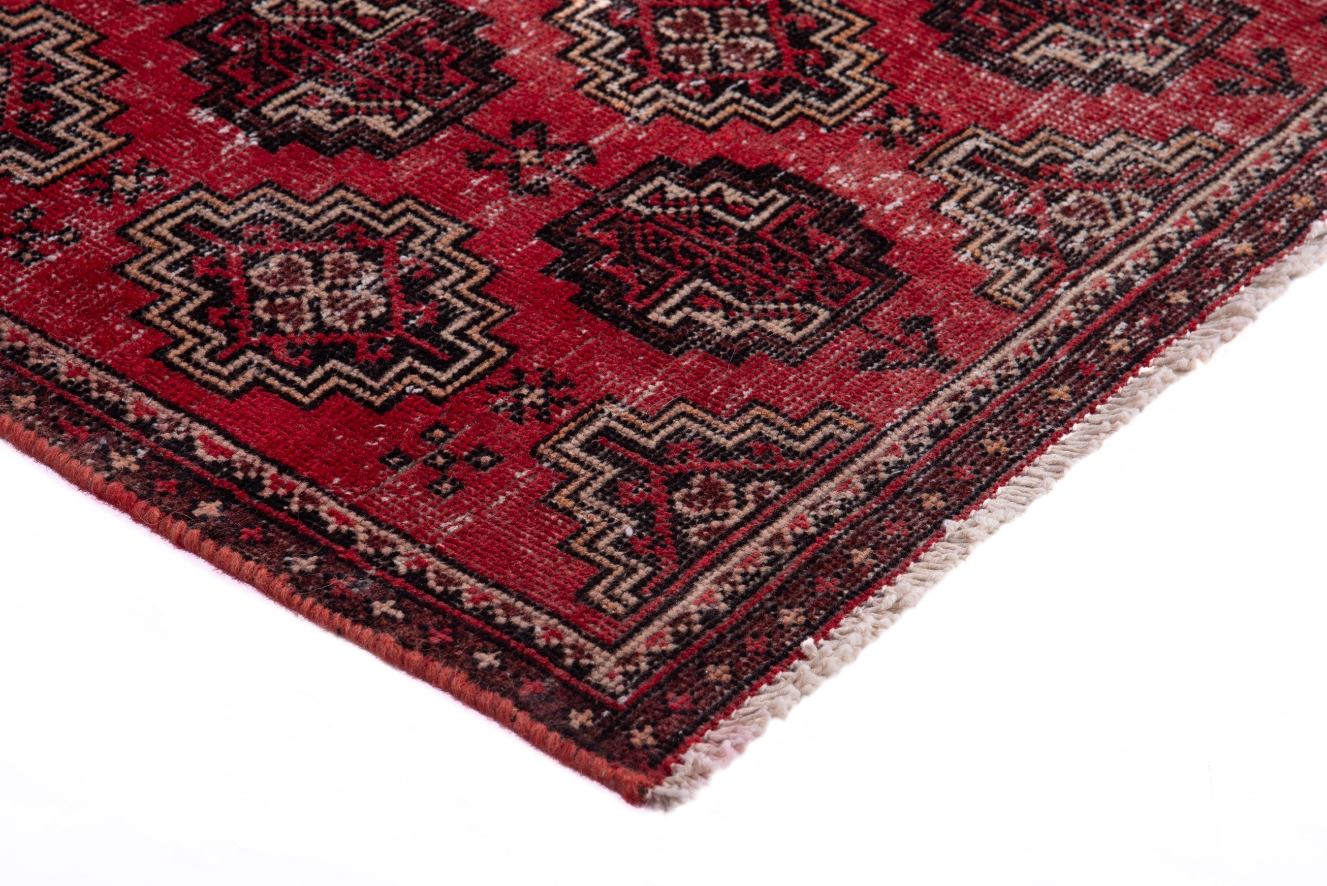 Persian Ferdos accent rug in deep red and dark brown, view 4 of 15