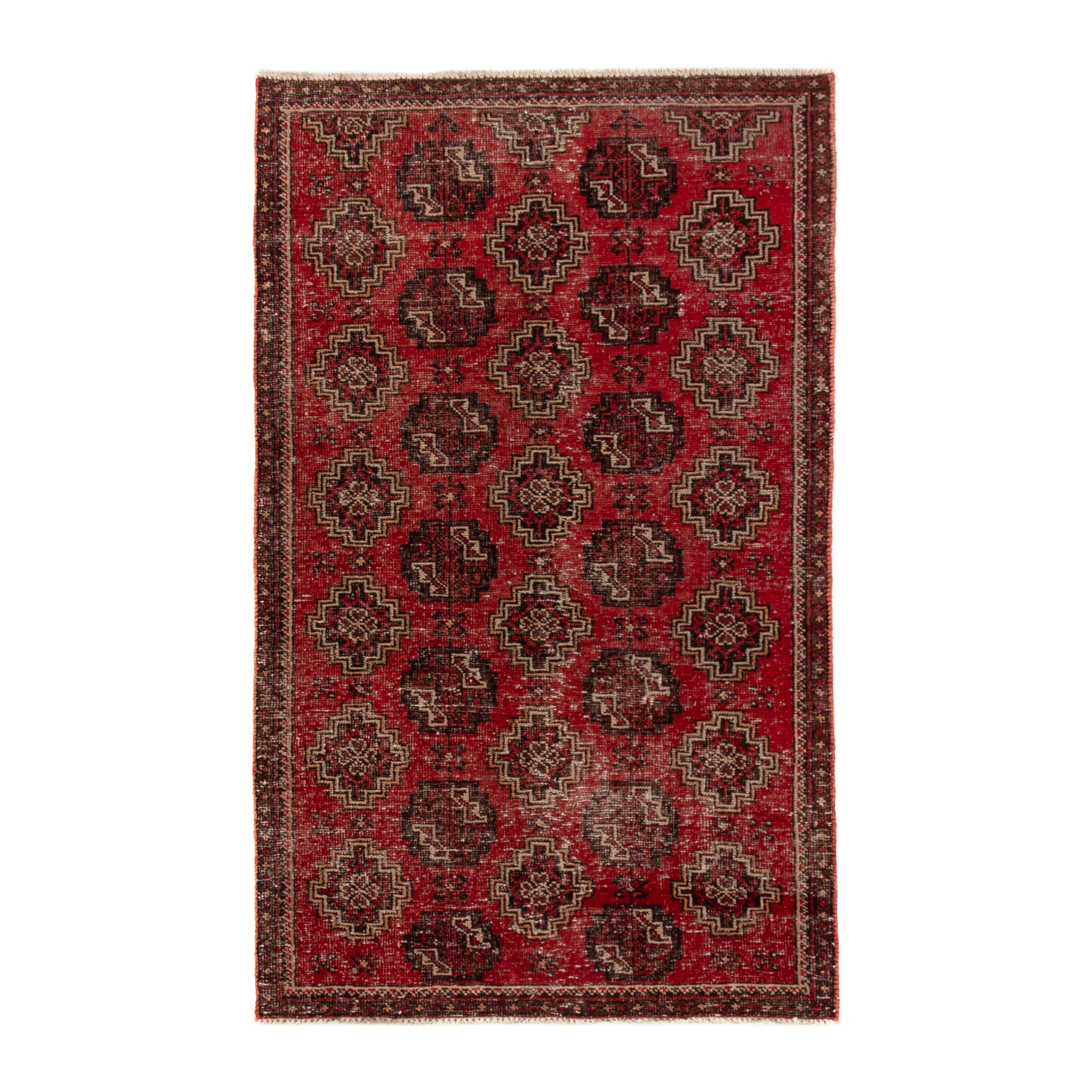 Persian Ferdos accent rug in deep red and dark brown, 2'11" x 5'