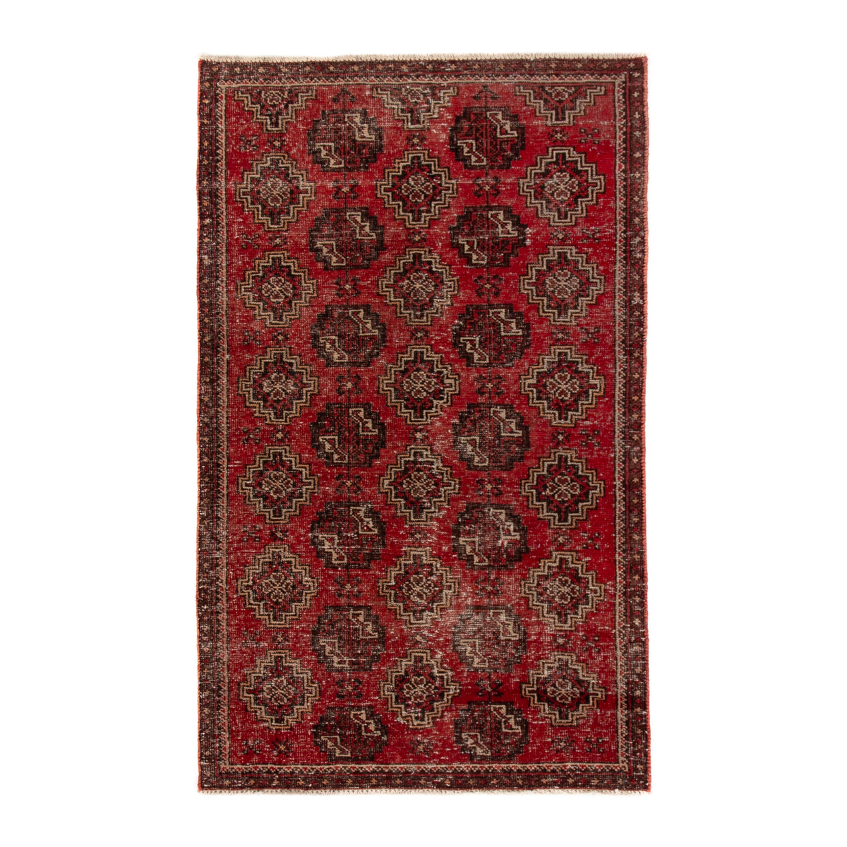 Persian Ferdos accent rug in deep red and dark brown, 2'11" x 5'