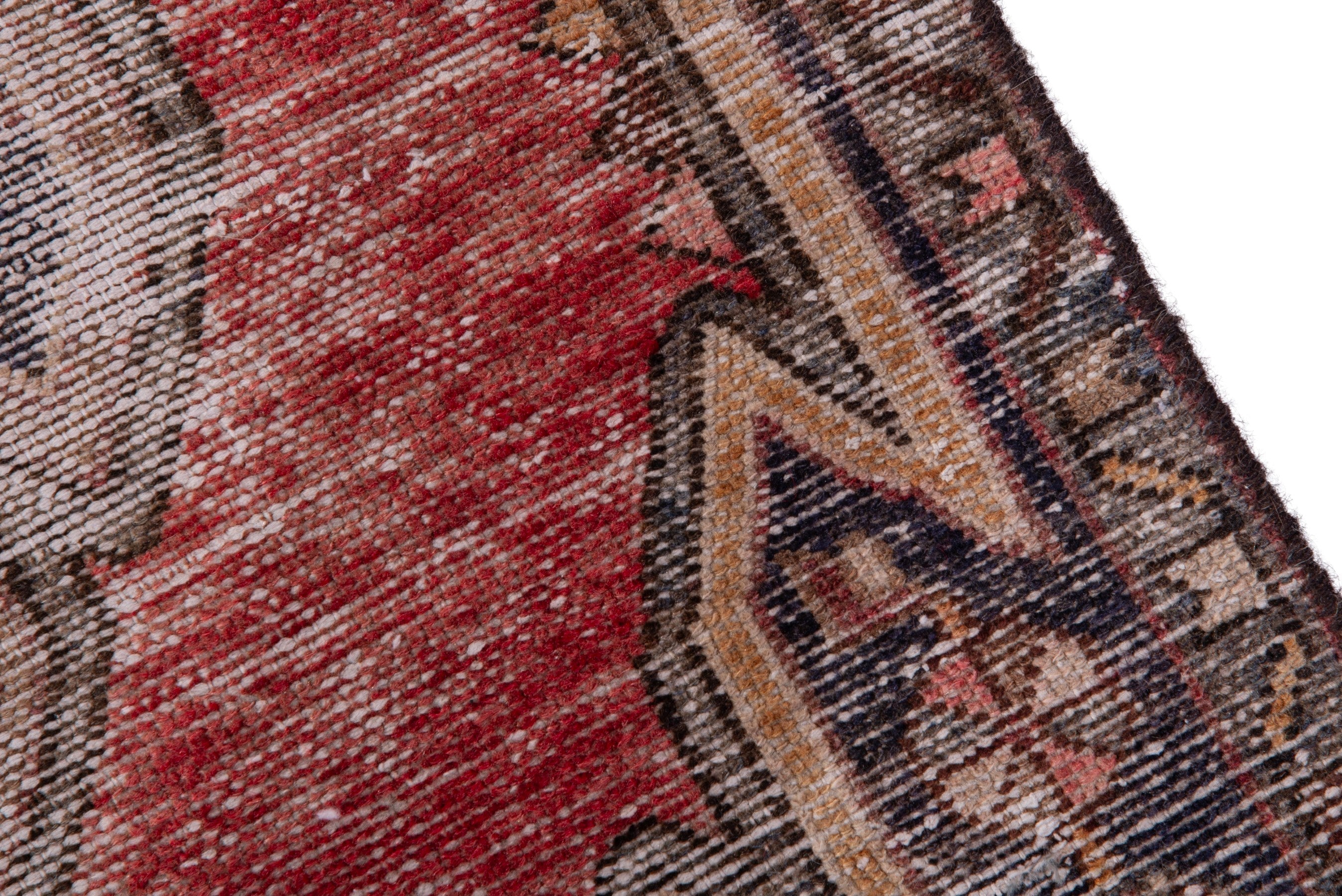 Persian Saveh accent rug in deep red and stone, view 7 of 17