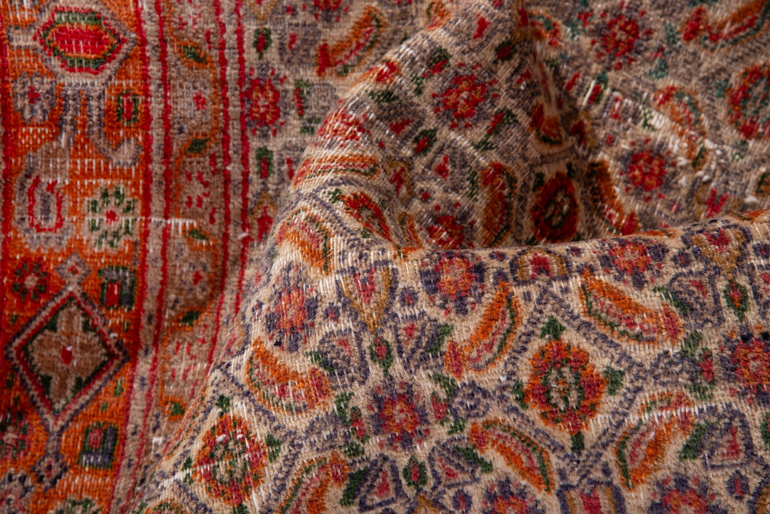 Persian Birjand runner rug in cream and rust, view 16 of 17