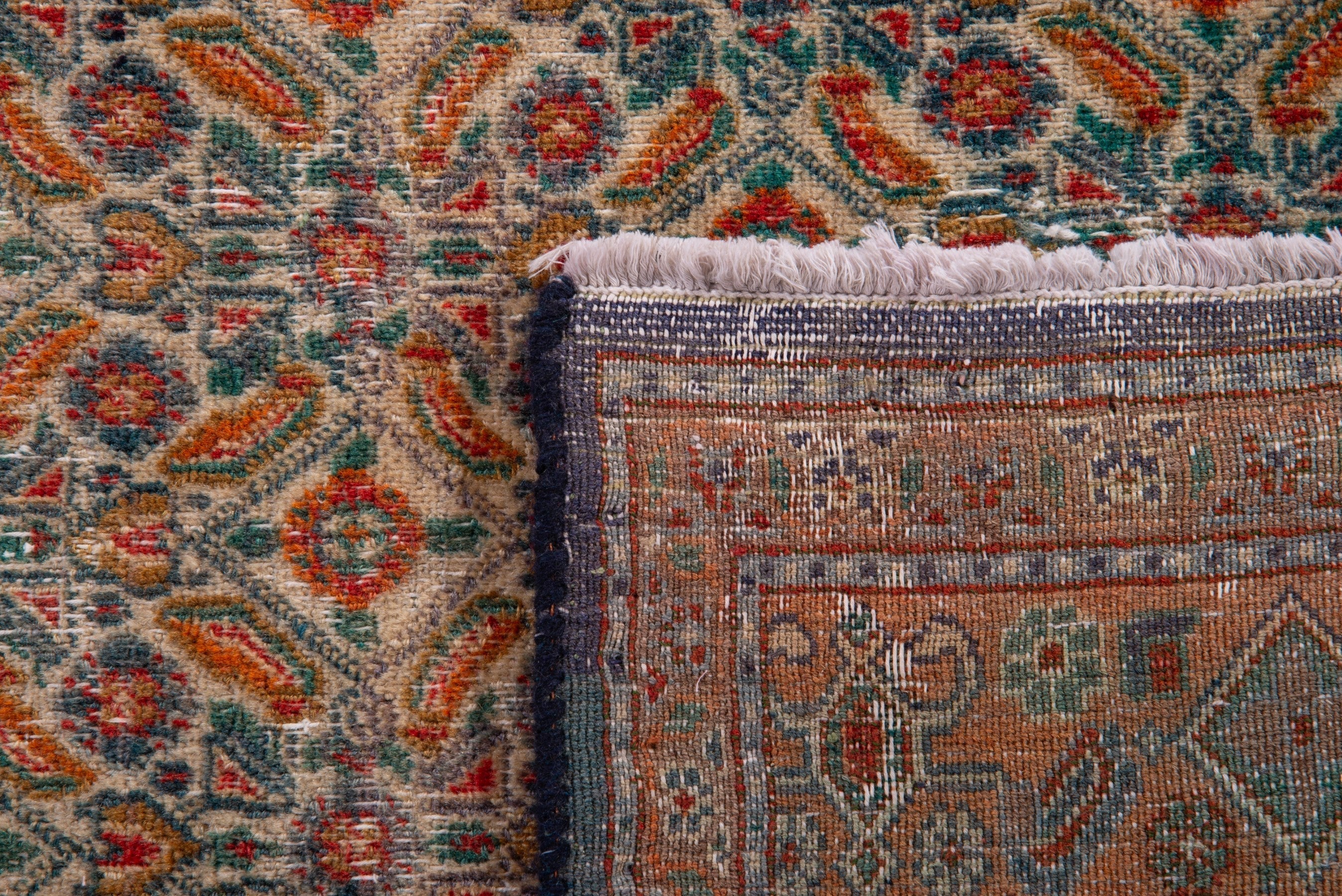 Persian Birjand runner rug in cream and rust, view 17 of 17