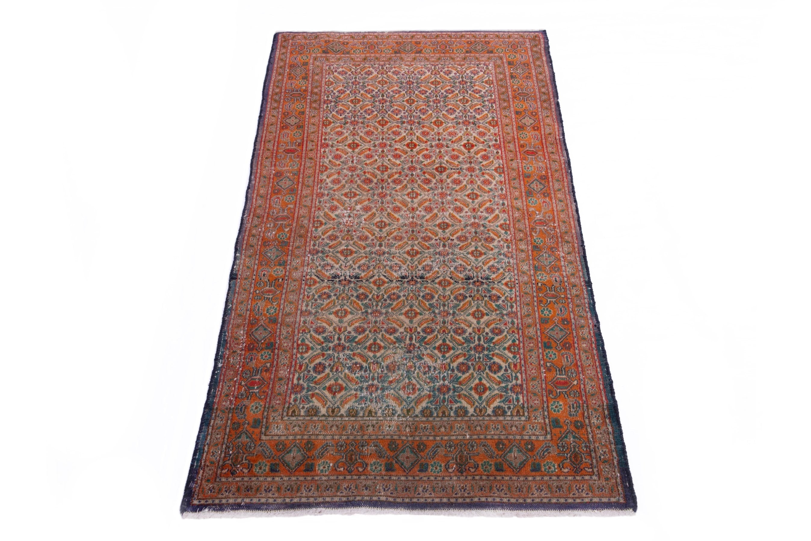 Persian Birjand runner rug in cream and rust, view 2 of 17