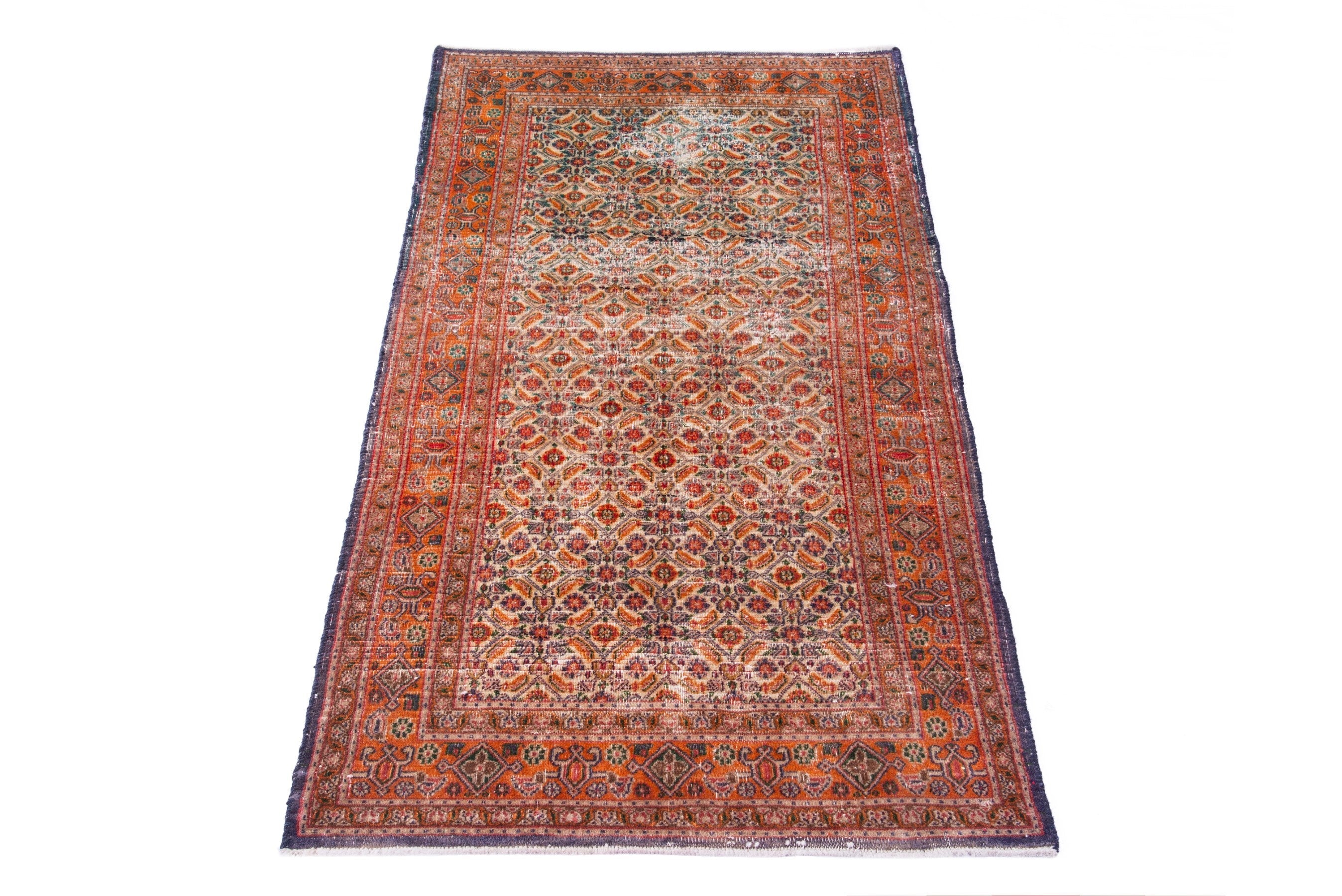 Persian Birjand runner rug in cream and rust, view 3 of 17