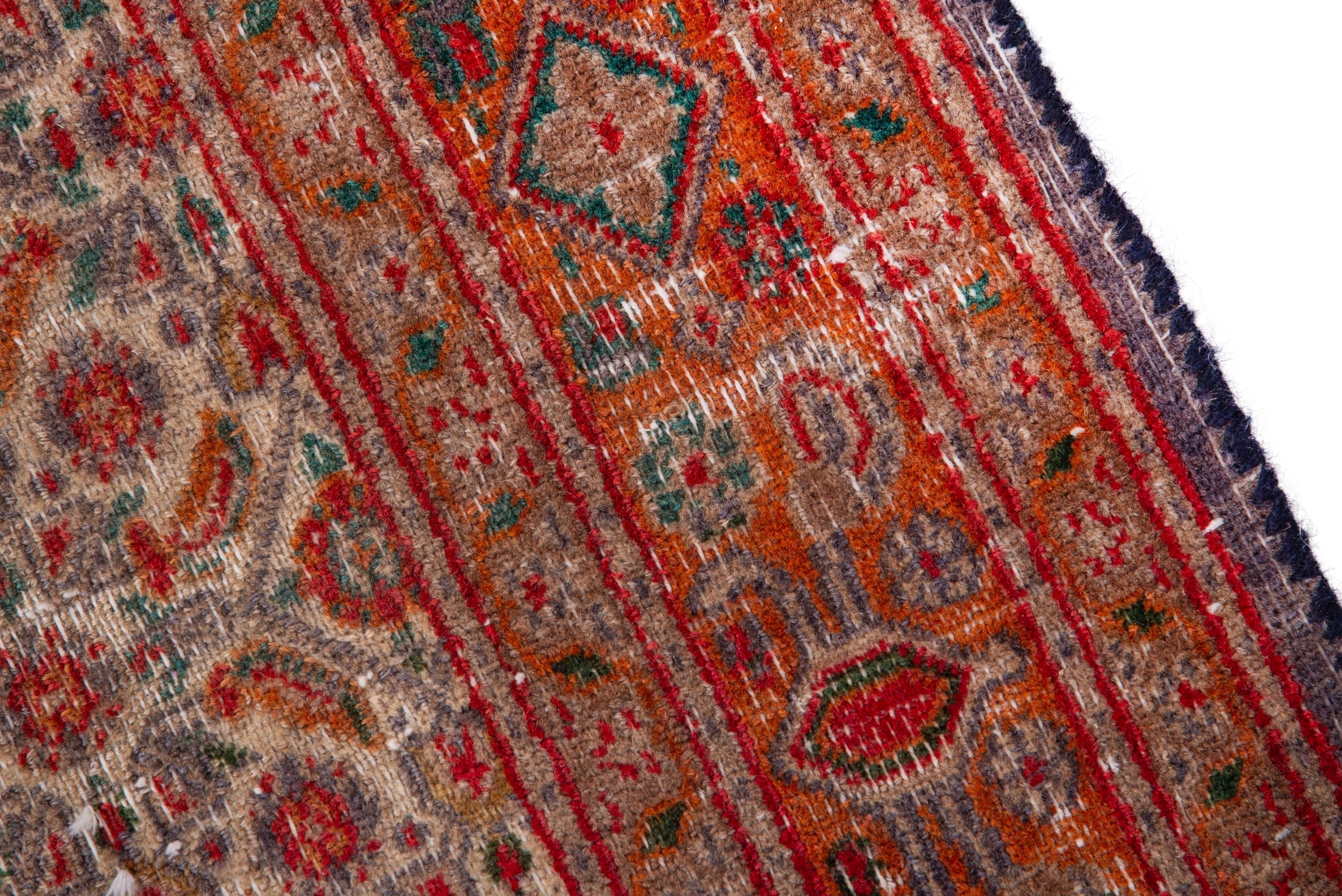 Persian Birjand runner rug in cream and rust, view 7 of 17