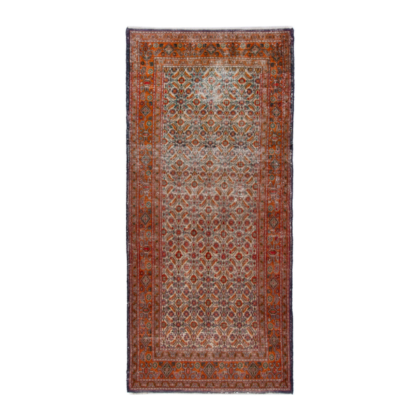 Persian Birjand runner rug in cream and rust, 2'10" x 6'4"