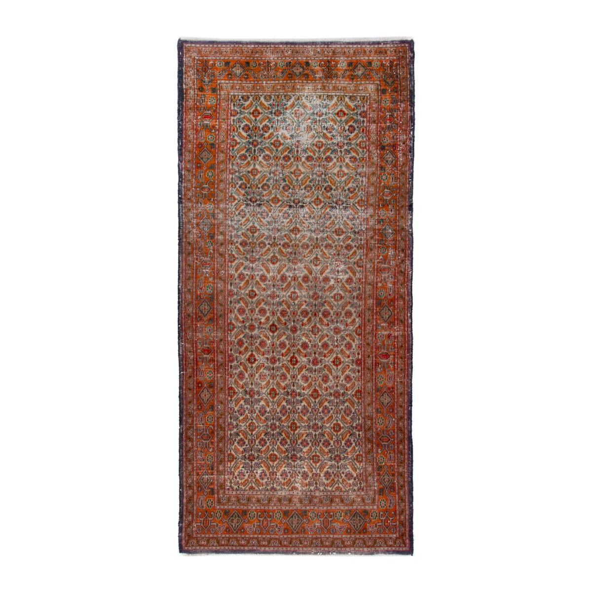 Persian Birjand runner rug in cream and rust, 2'10" x 6'4"