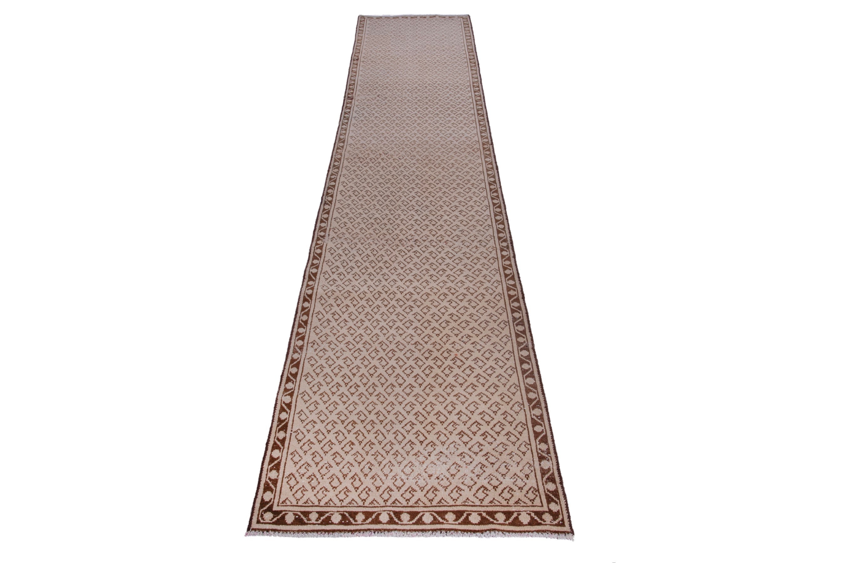 Persian Arak runner rug in taupe and greige, view 2 of 17