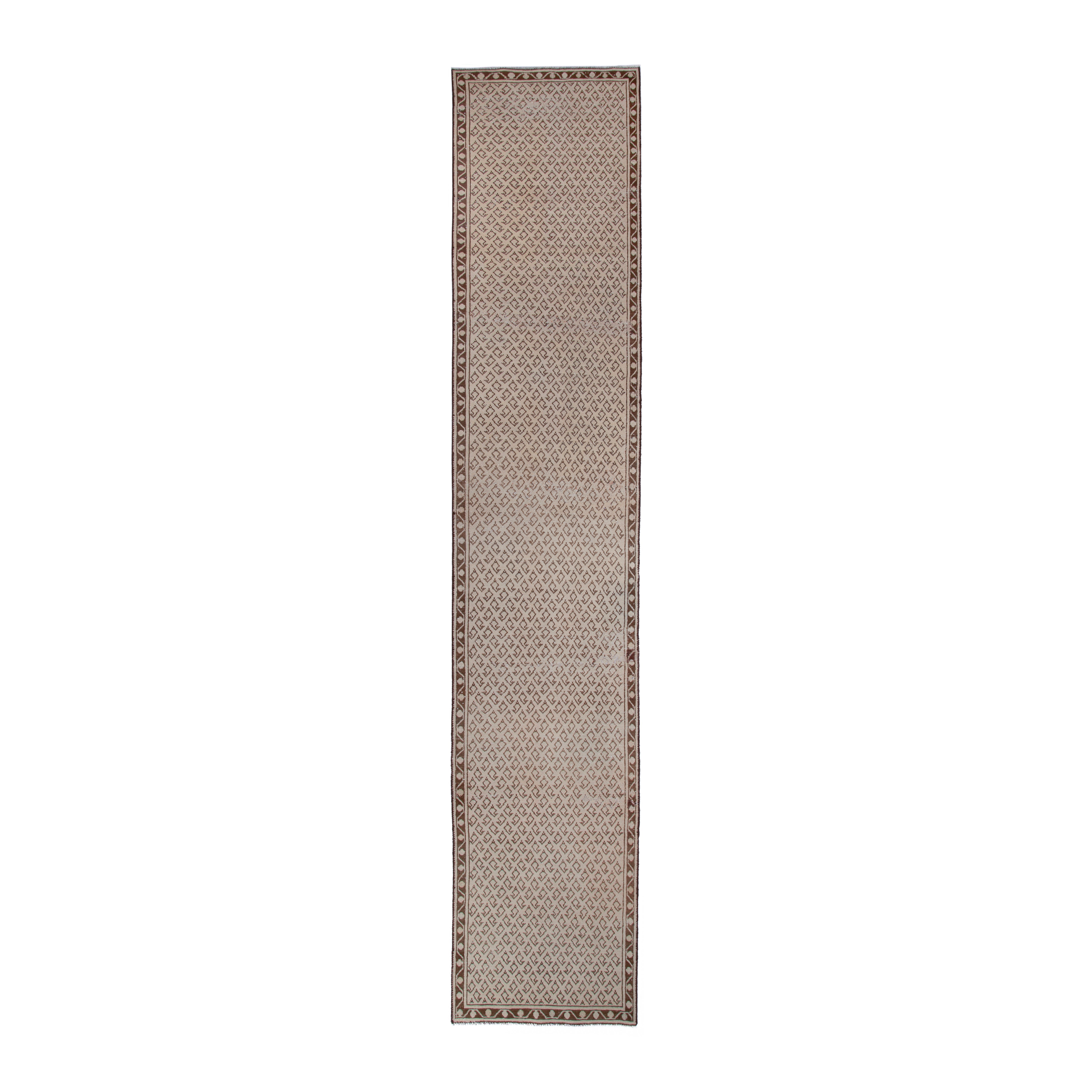 Persian Arak runner rug in taupe and greige, 2'4" x 12'10"