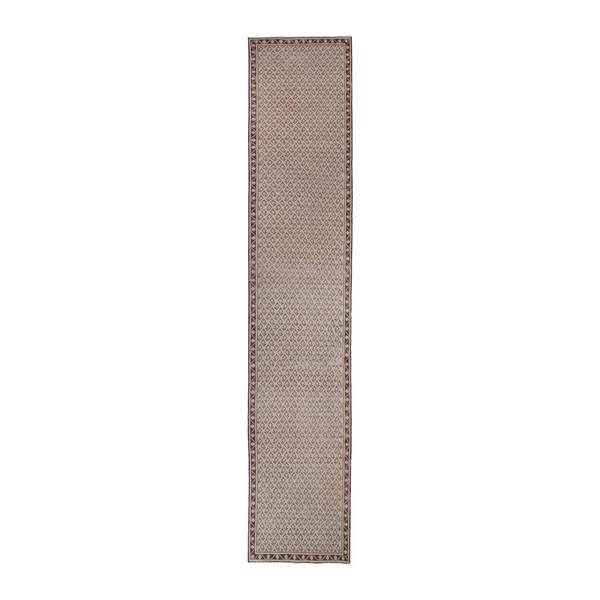 Persian Arak runner rug in taupe and greige, 2'4" x 12'10"