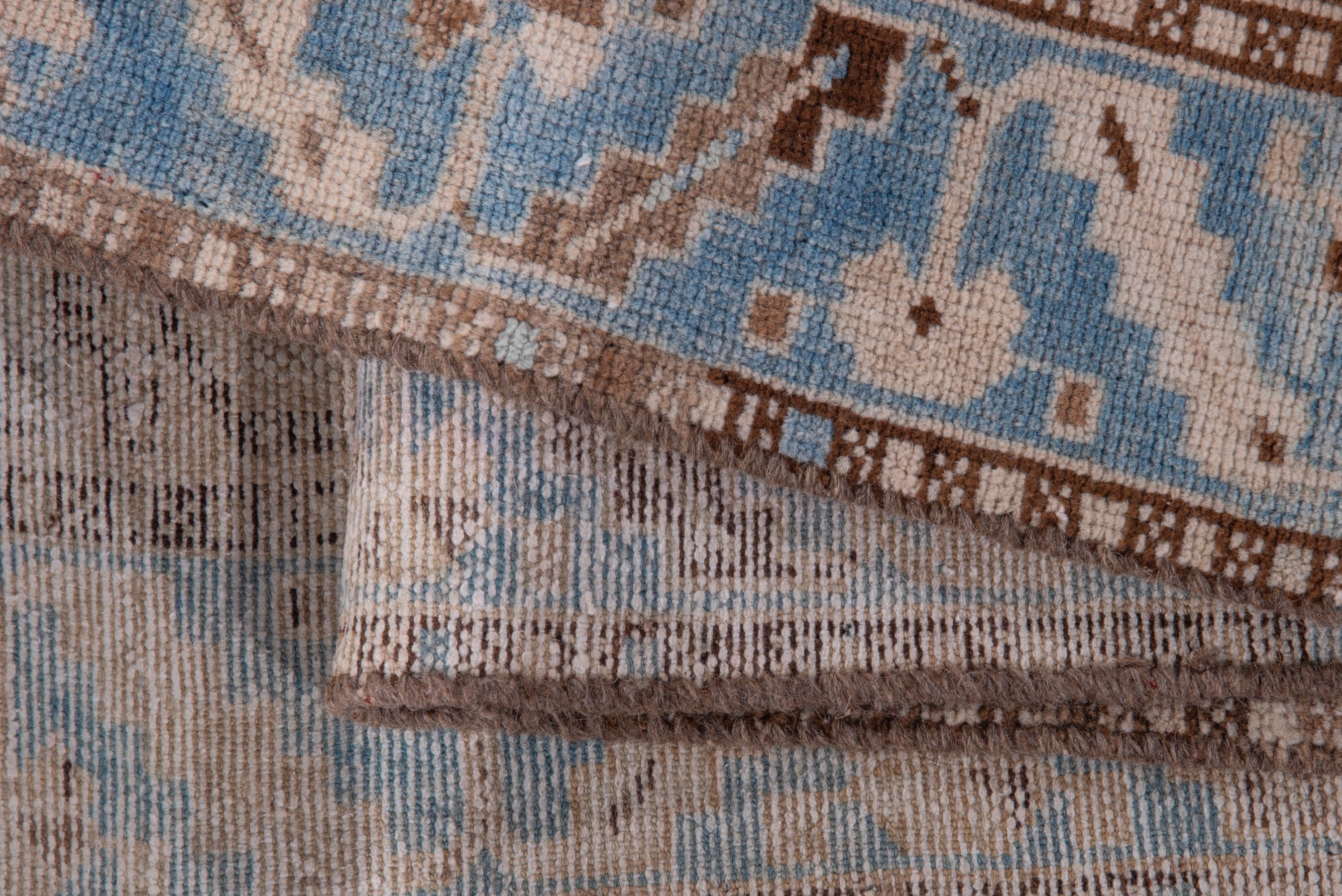 Persian Saveh runner rug in taupe and dusty blue, view 15 of 21