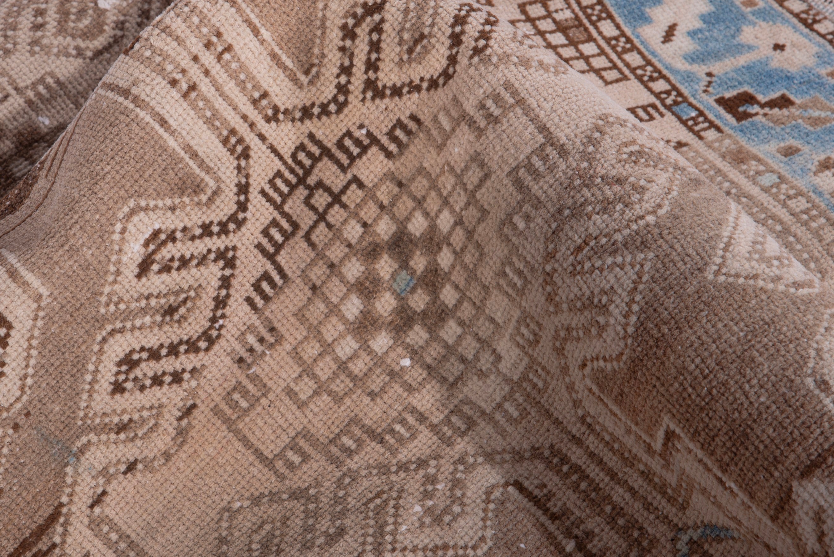 Persian Saveh runner rug in taupe and dusty blue, view 18 of 21