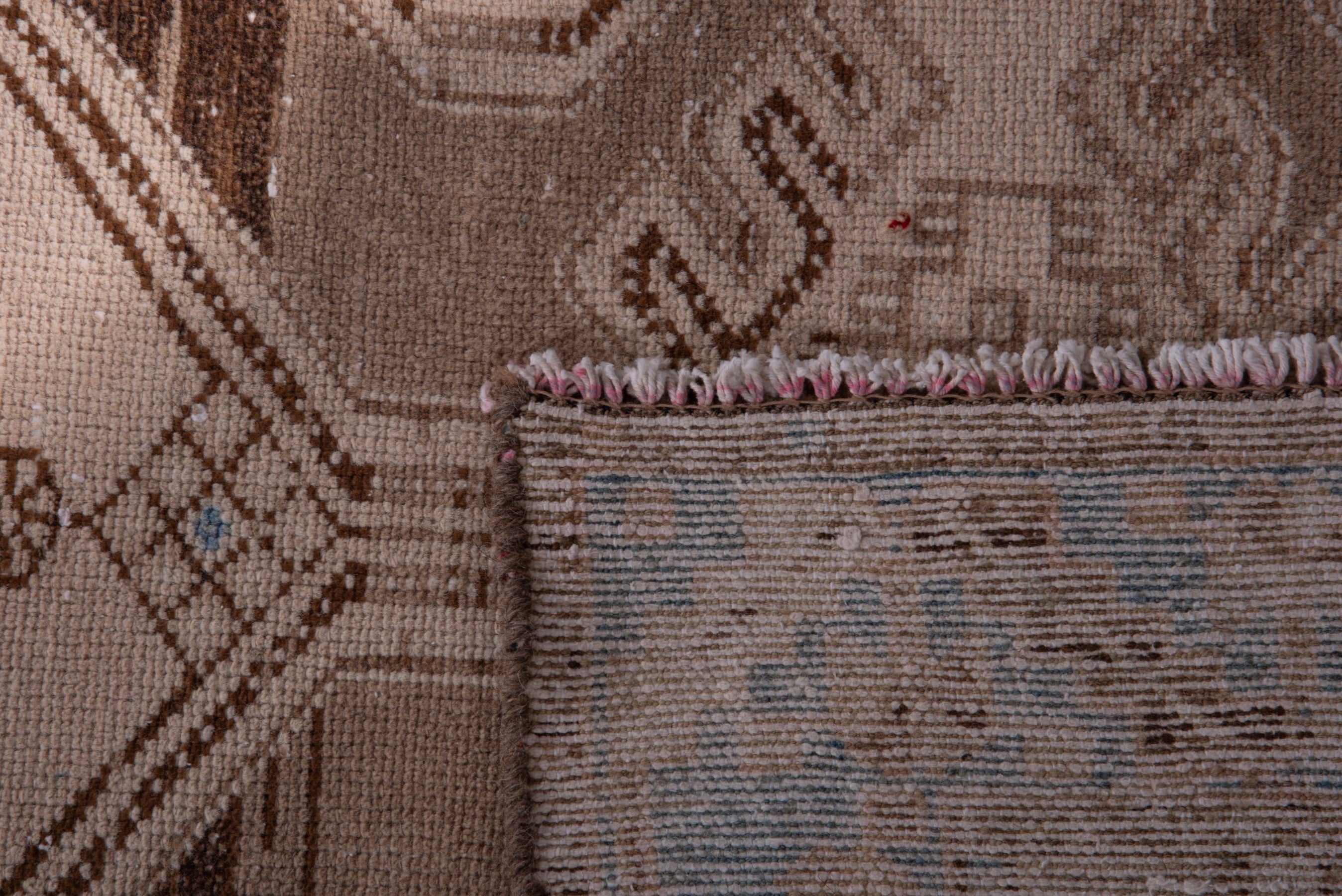Persian Saveh runner rug in taupe and dusty blue, view 21 of 21