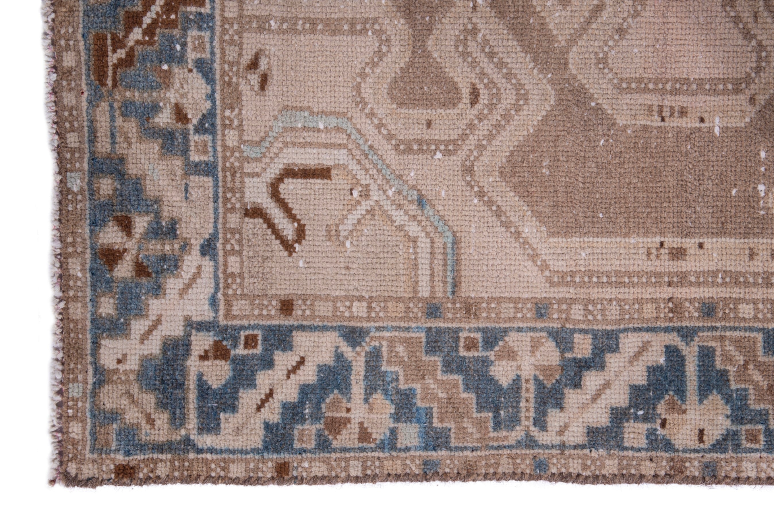 Persian Saveh runner rug in taupe and dusty blue, view 5 of 21