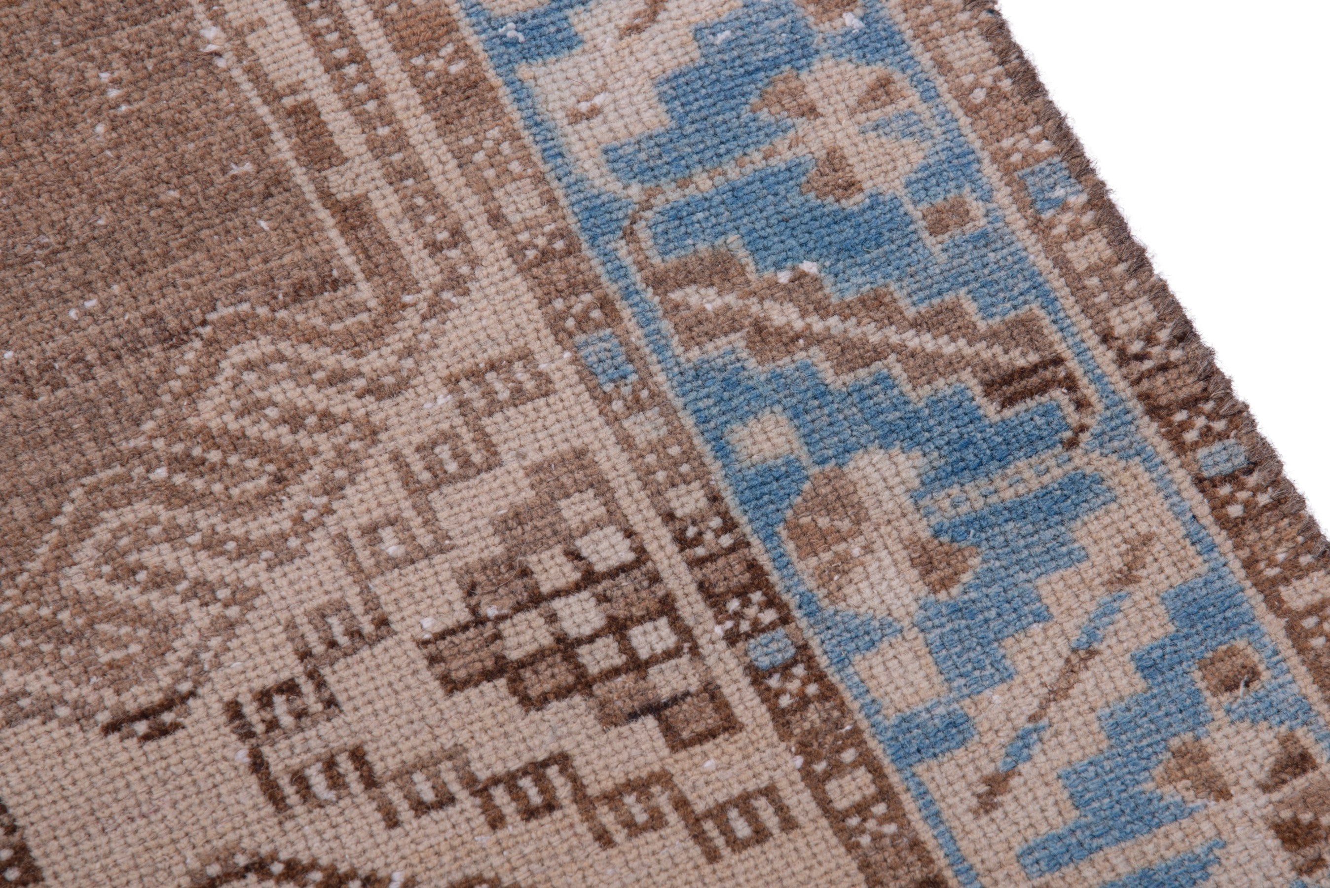 Persian Saveh runner rug in taupe and dusty blue, view 7 of 21
