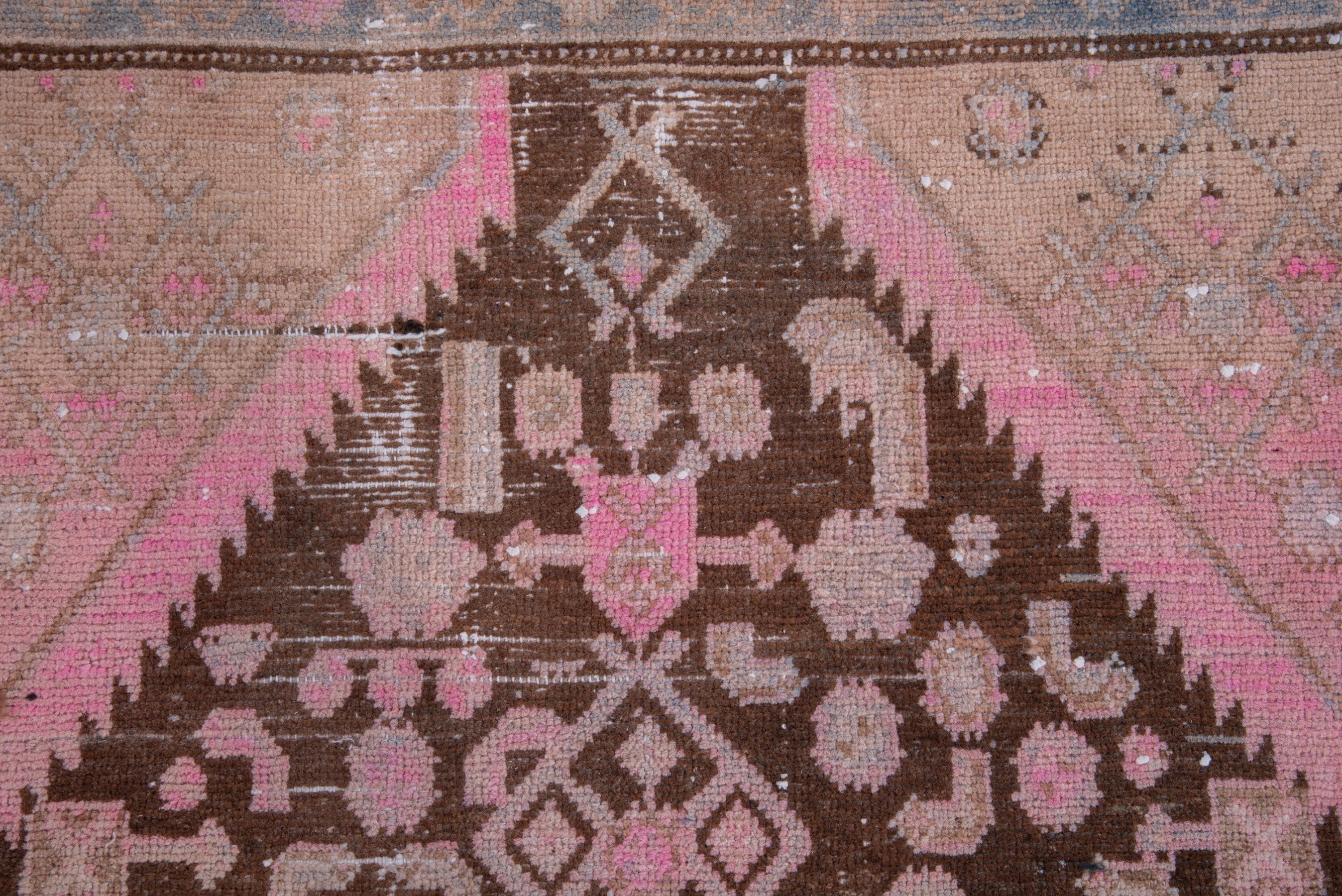 Persian Hamedan runner rug in burgundy and muted pink, view 12 of 17