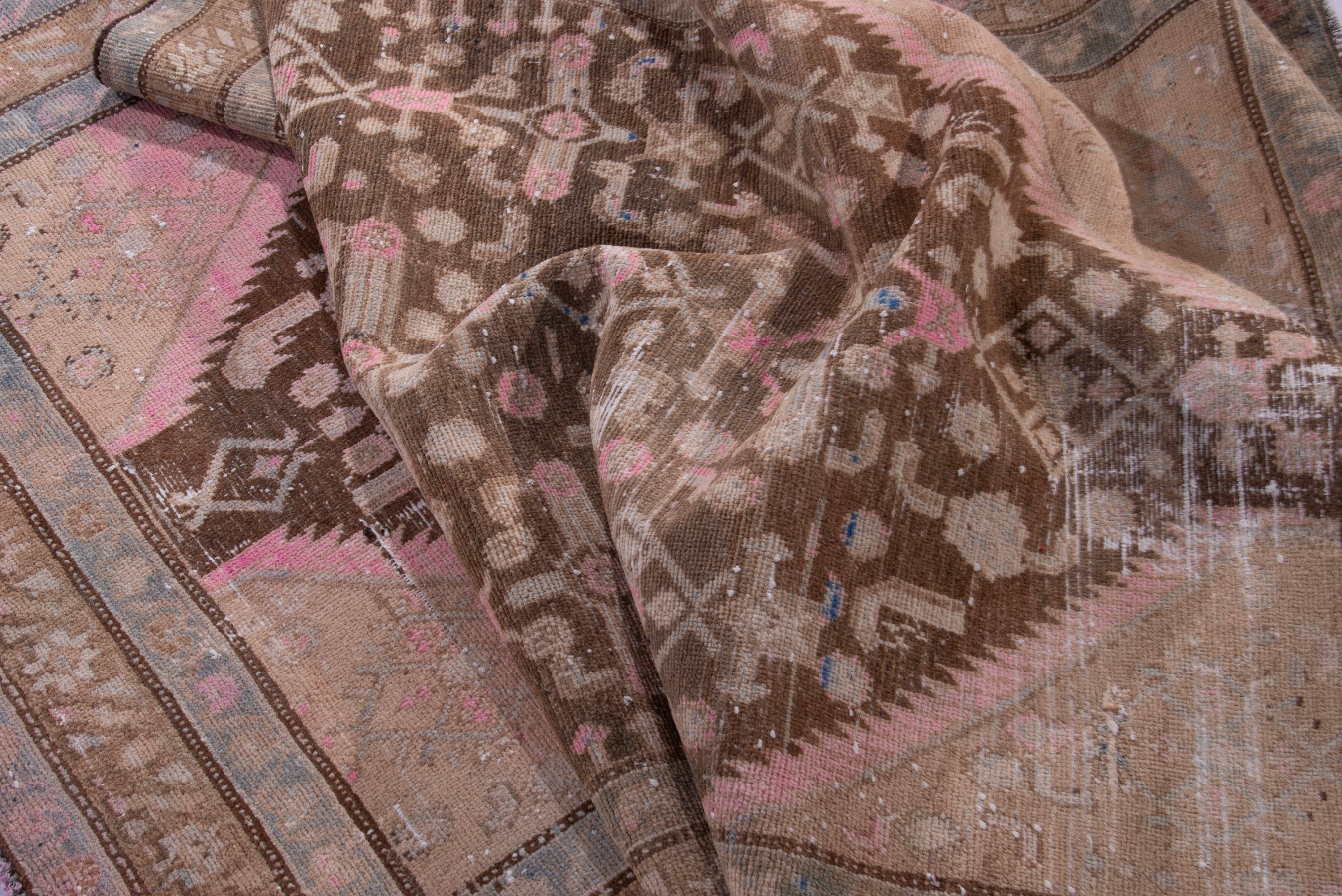 Persian Hamedan runner rug in burgundy and muted pink, view 14 of 17
