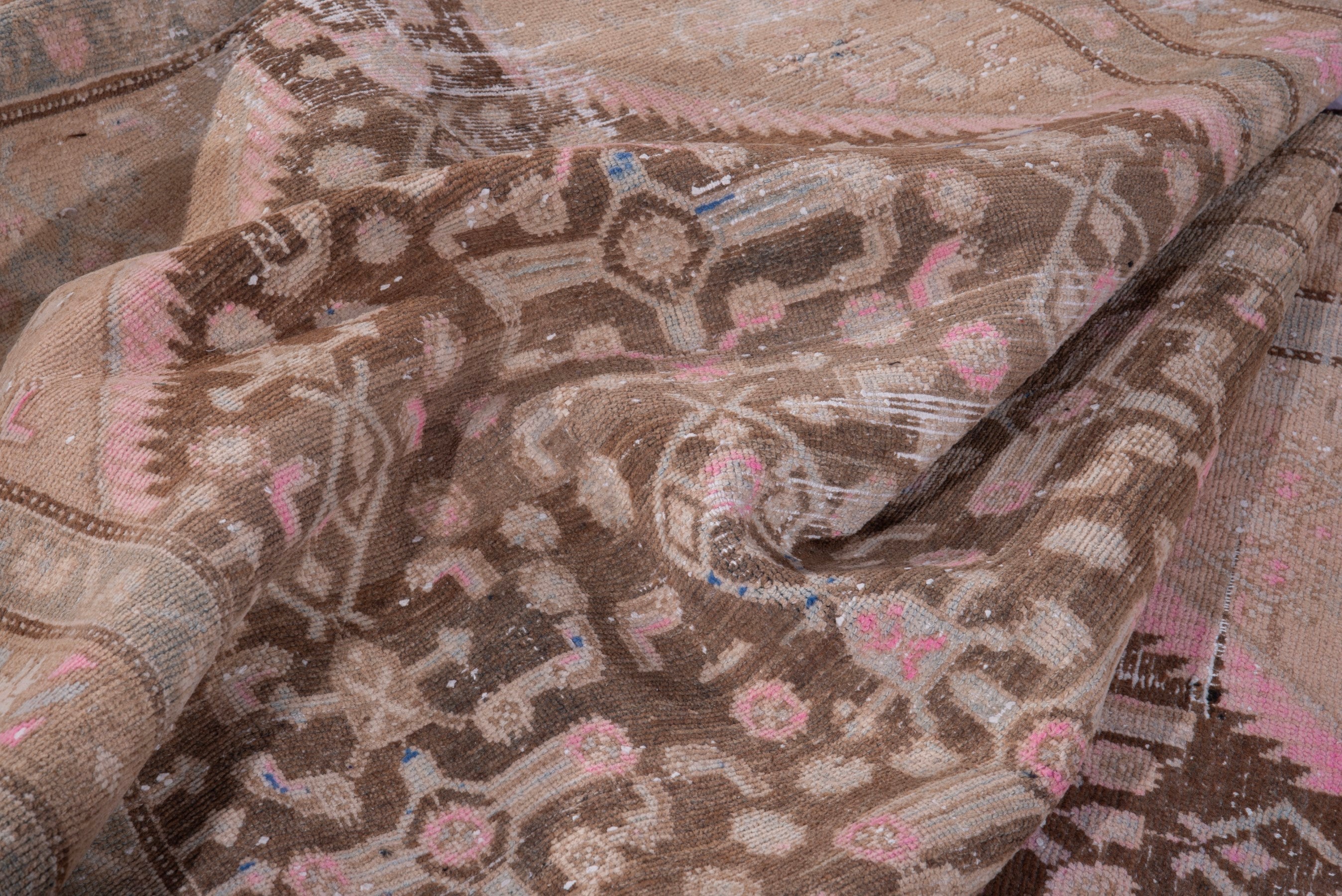 Persian Hamedan runner rug in burgundy and muted pink, view 15 of 17