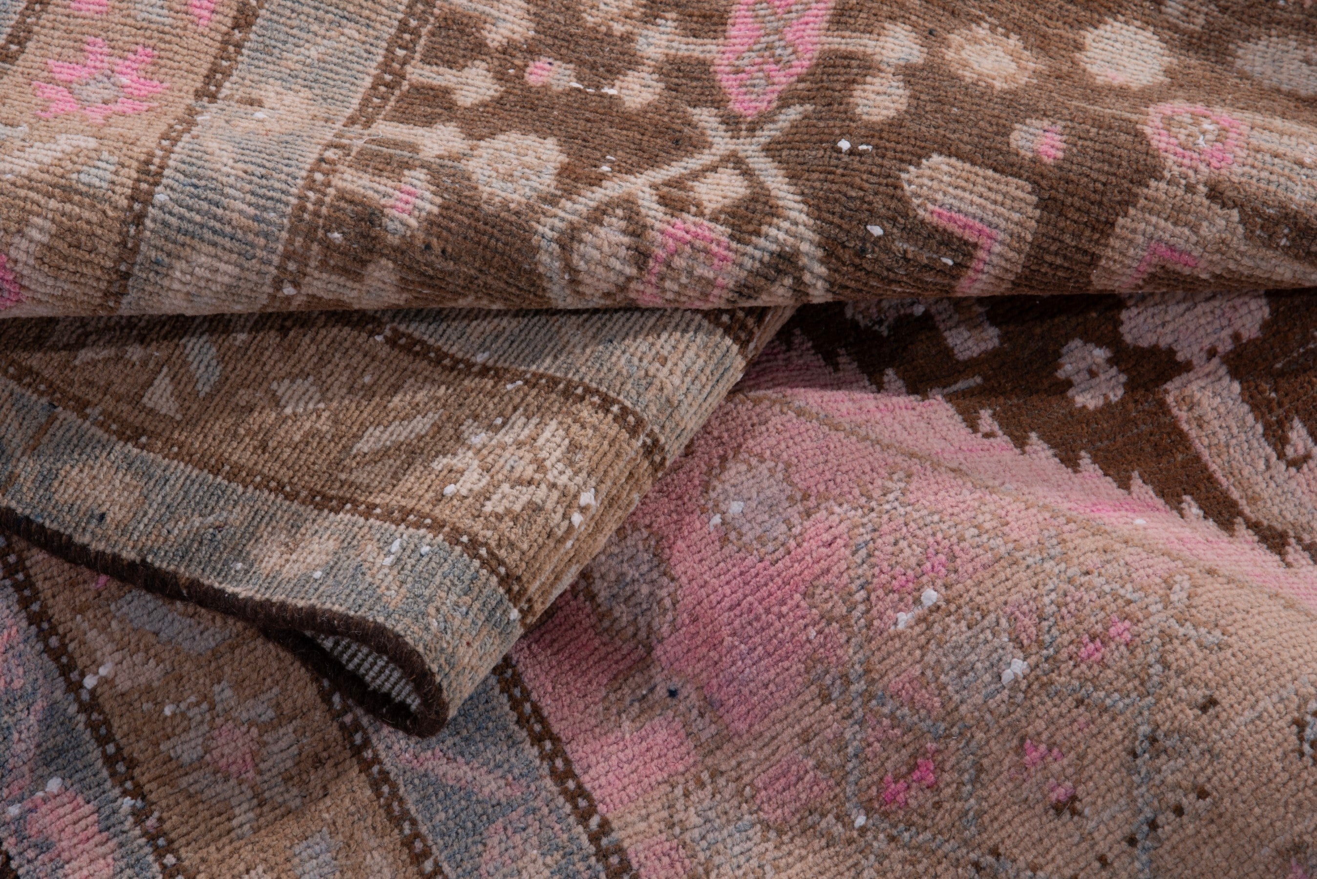 Persian Hamedan runner rug in burgundy and muted pink, view 16 of 17