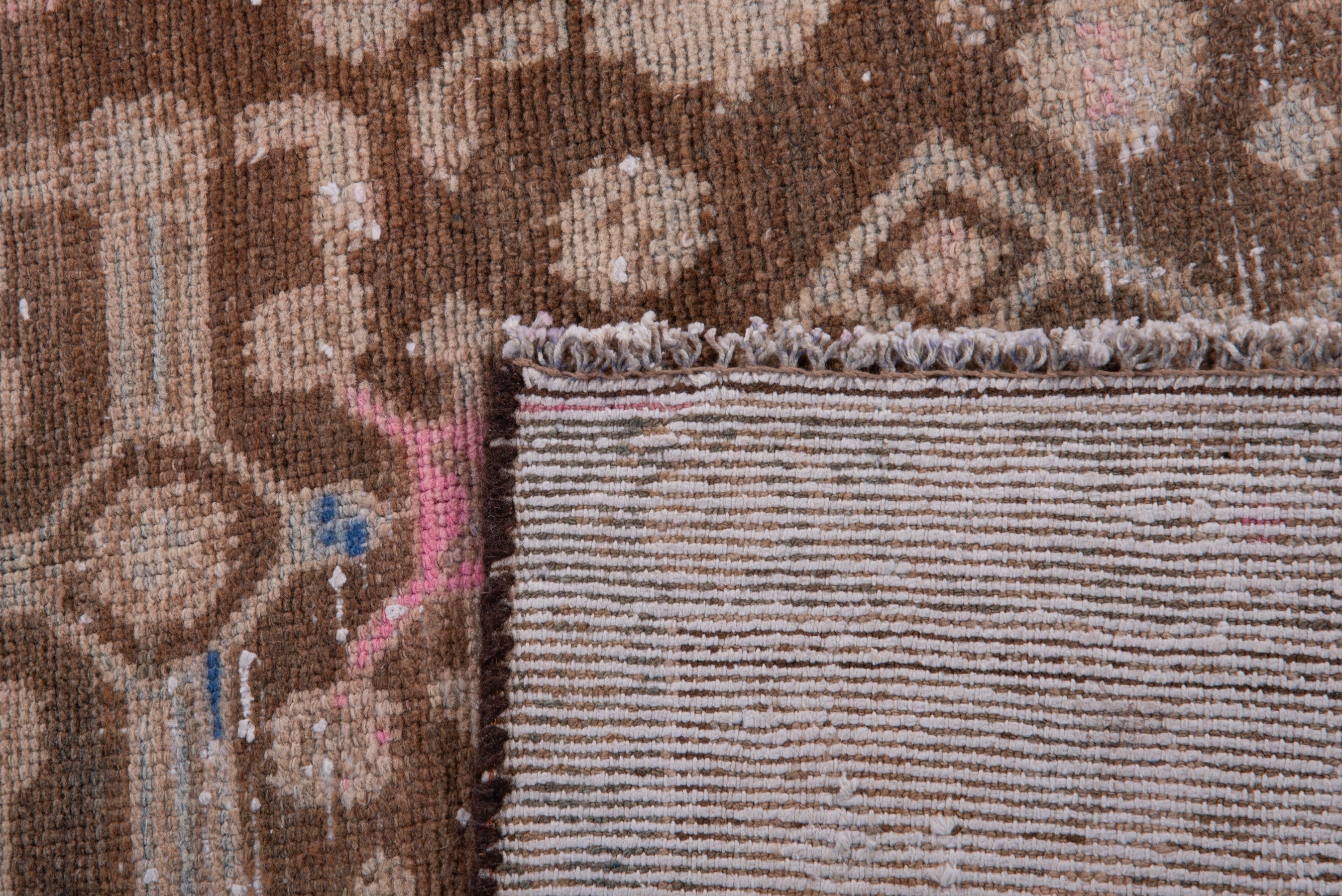 Persian Hamedan runner rug in burgundy and muted pink, view 17 of 17