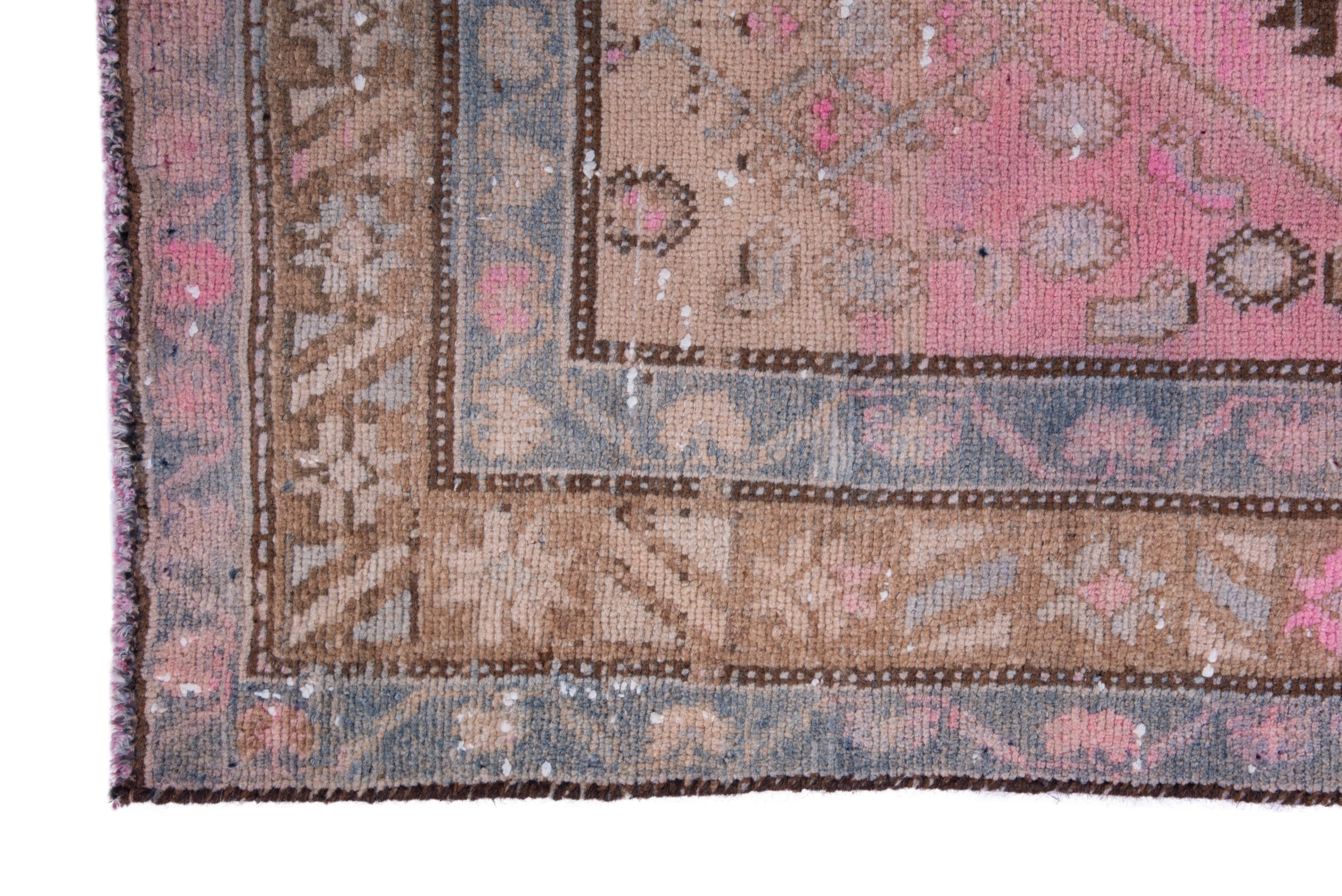 Persian Hamedan runner rug in burgundy and muted pink, view 5 of 17