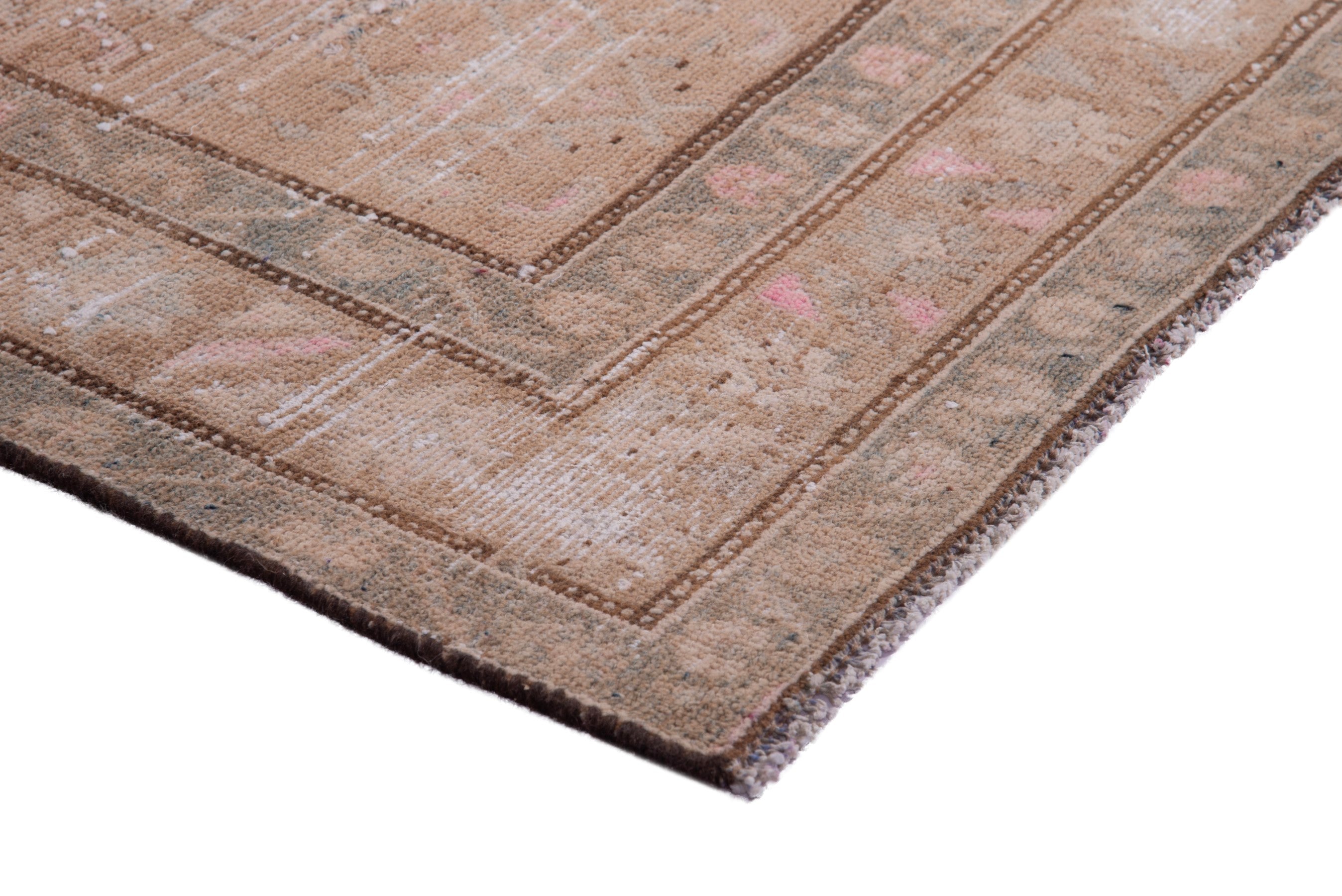 Persian Hamedan runner rug in burgundy and muted pink, view 4 of 17