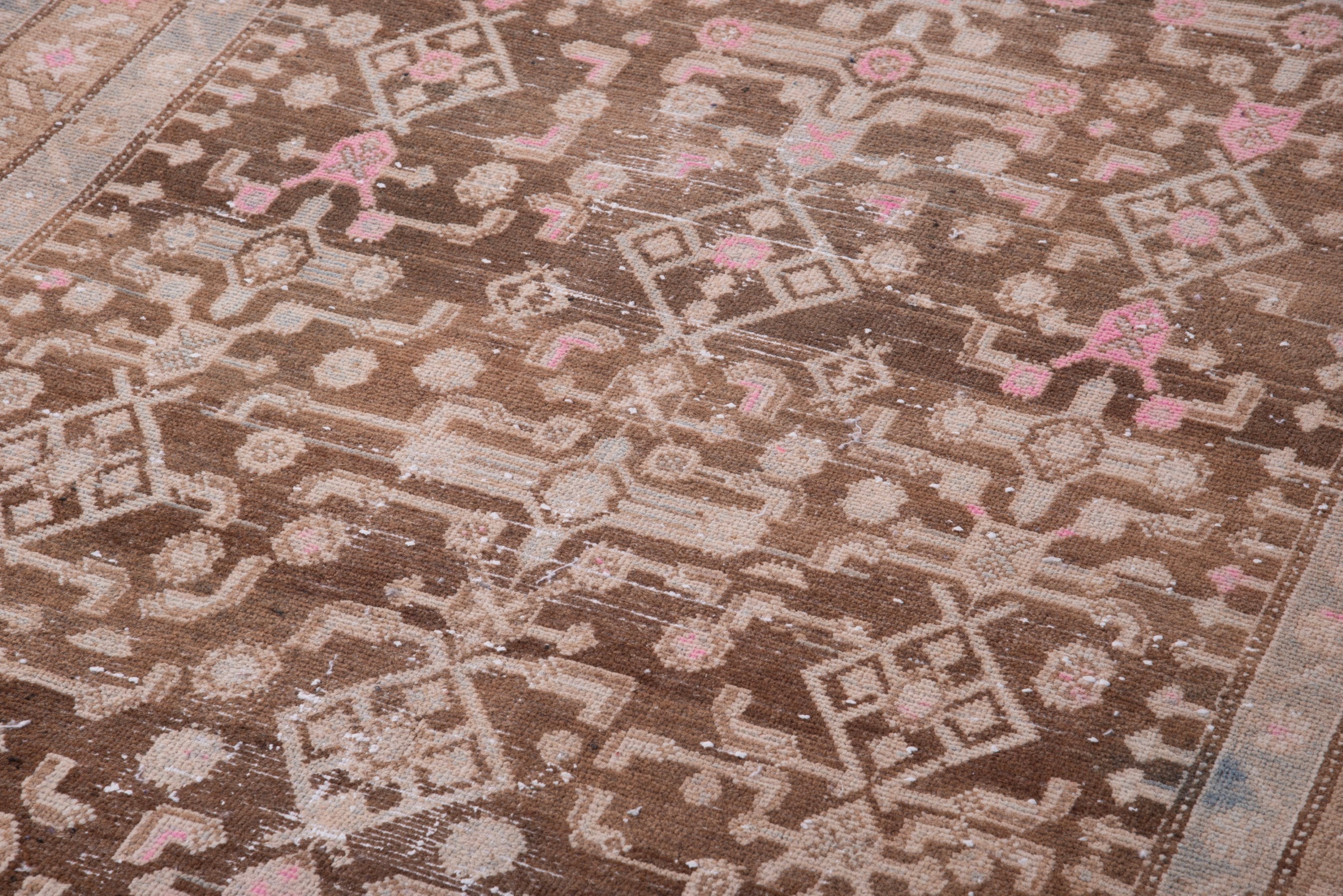 Persian Hamedan runner rug in burgundy and muted pink, view 9 of 17