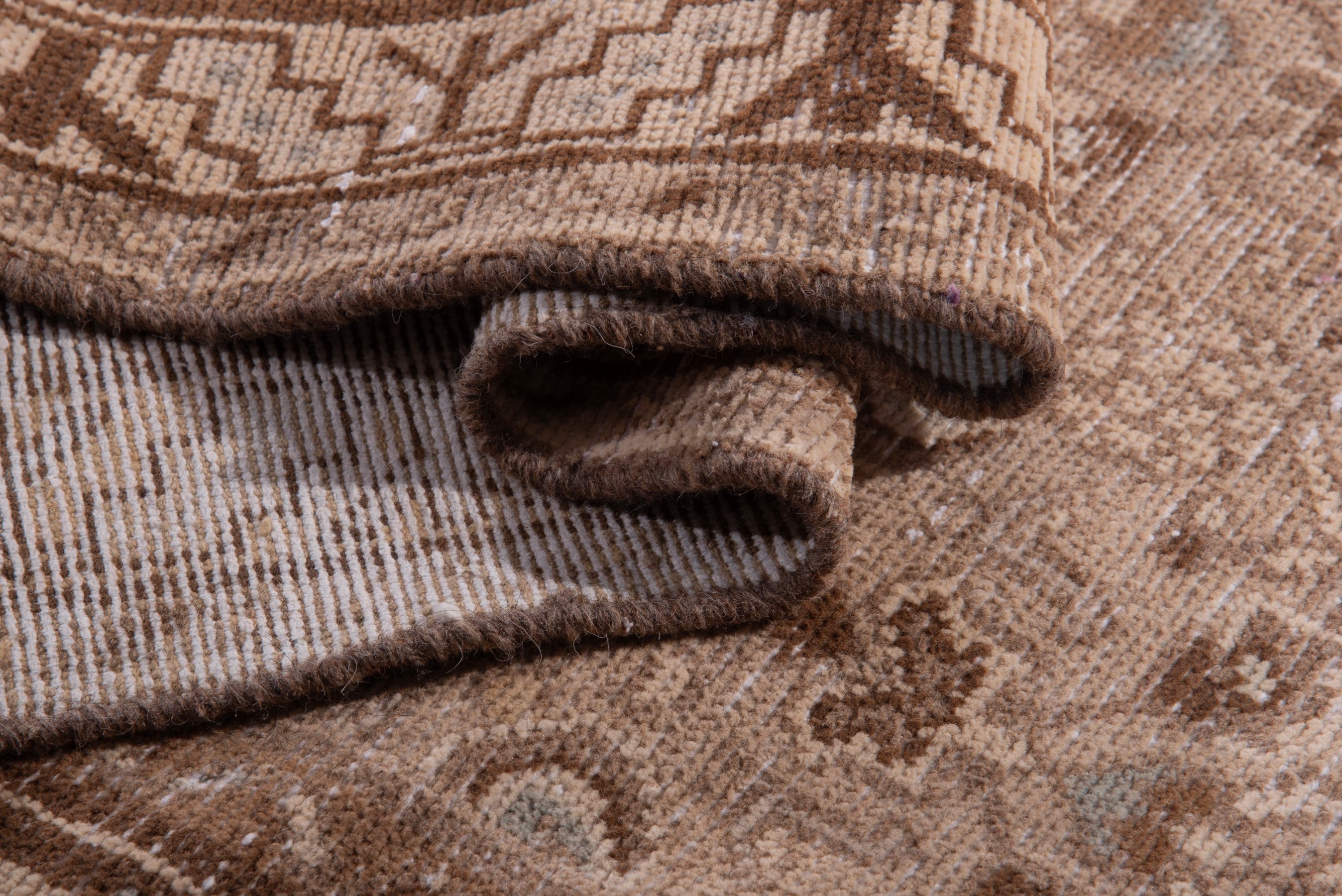 Persian Hamedan runner rug in taupe and greige, view 13 of 18