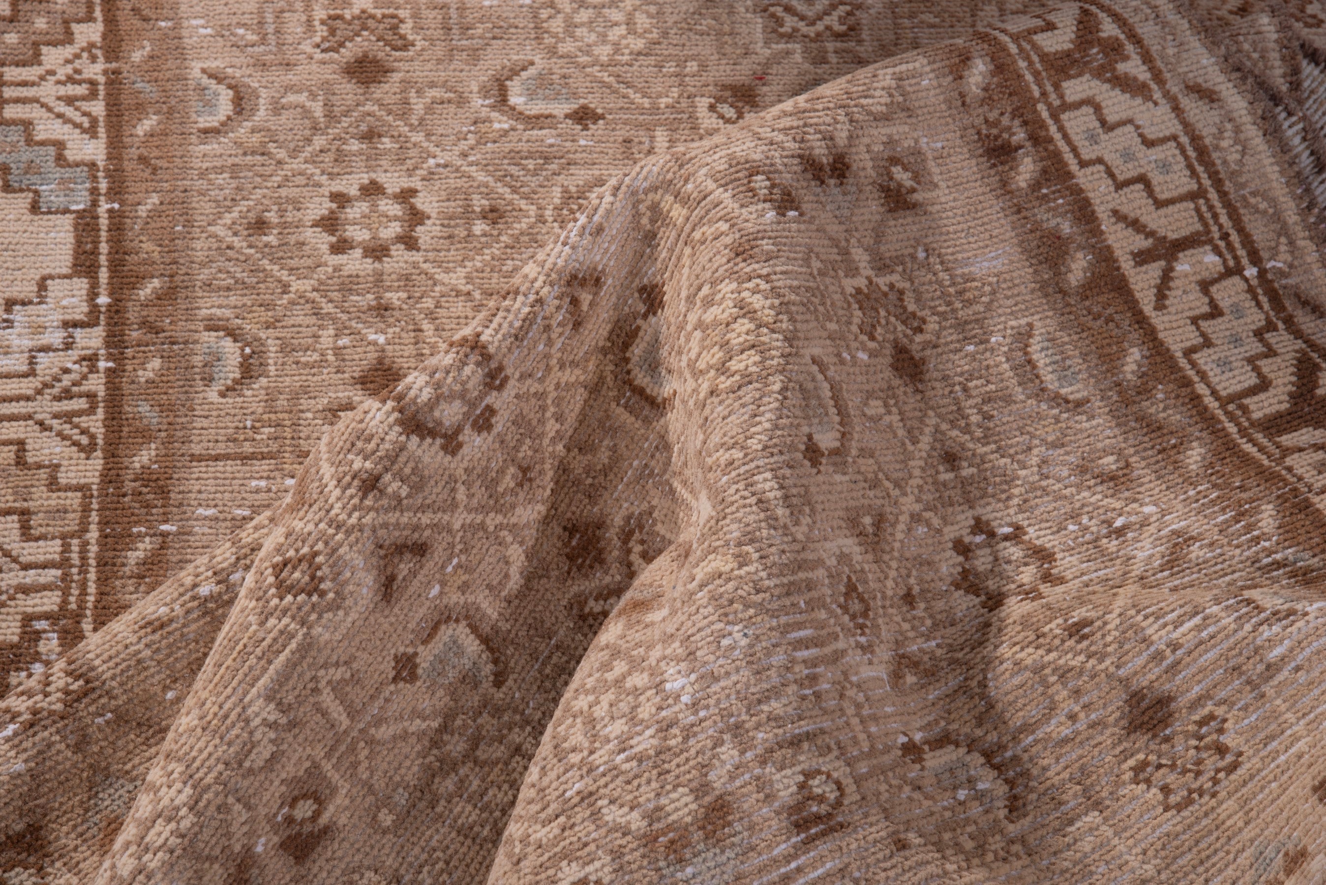 Persian Hamedan runner rug in taupe and greige, view 16 of 18