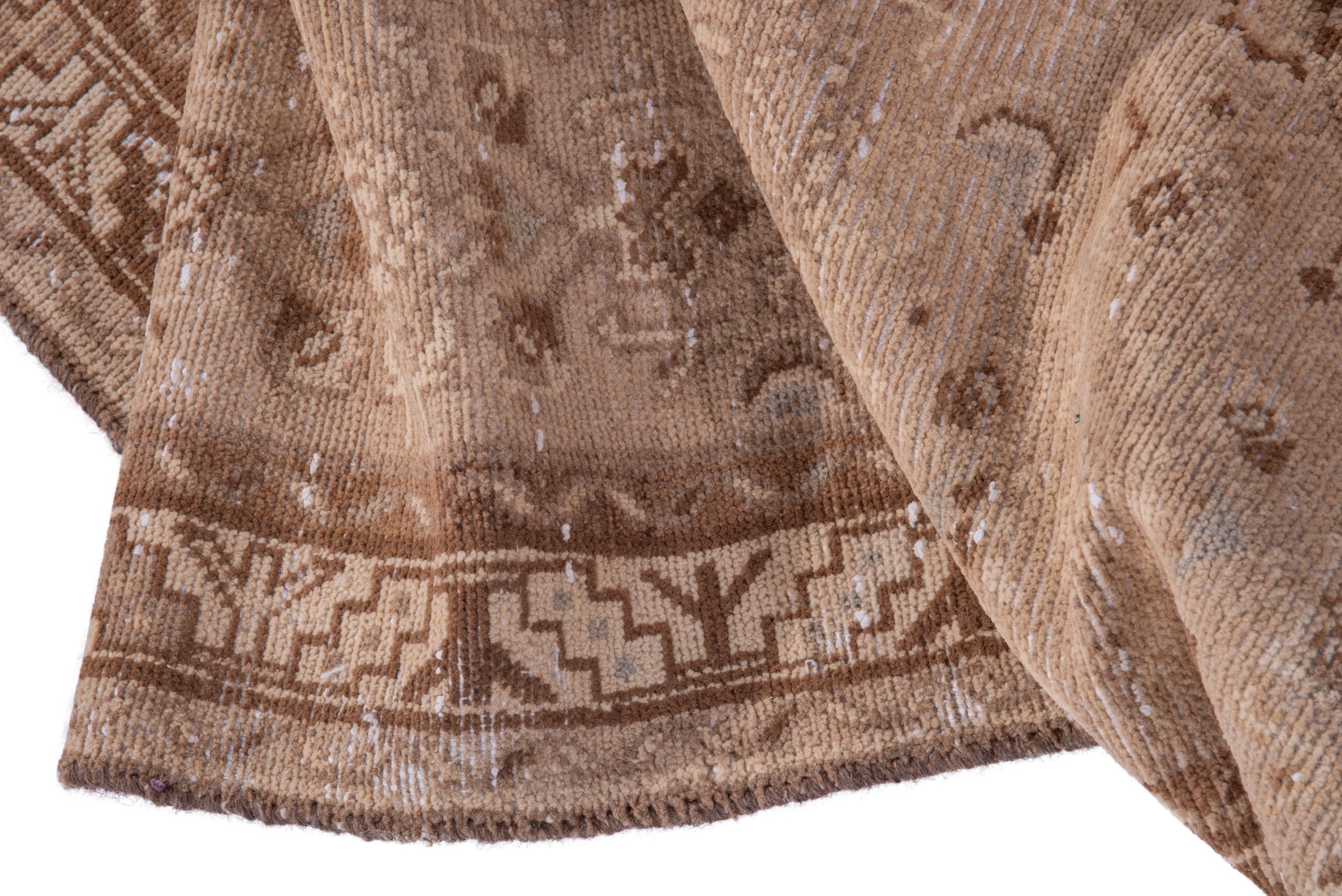 Persian Hamedan runner rug in taupe and greige, view 17 of 18