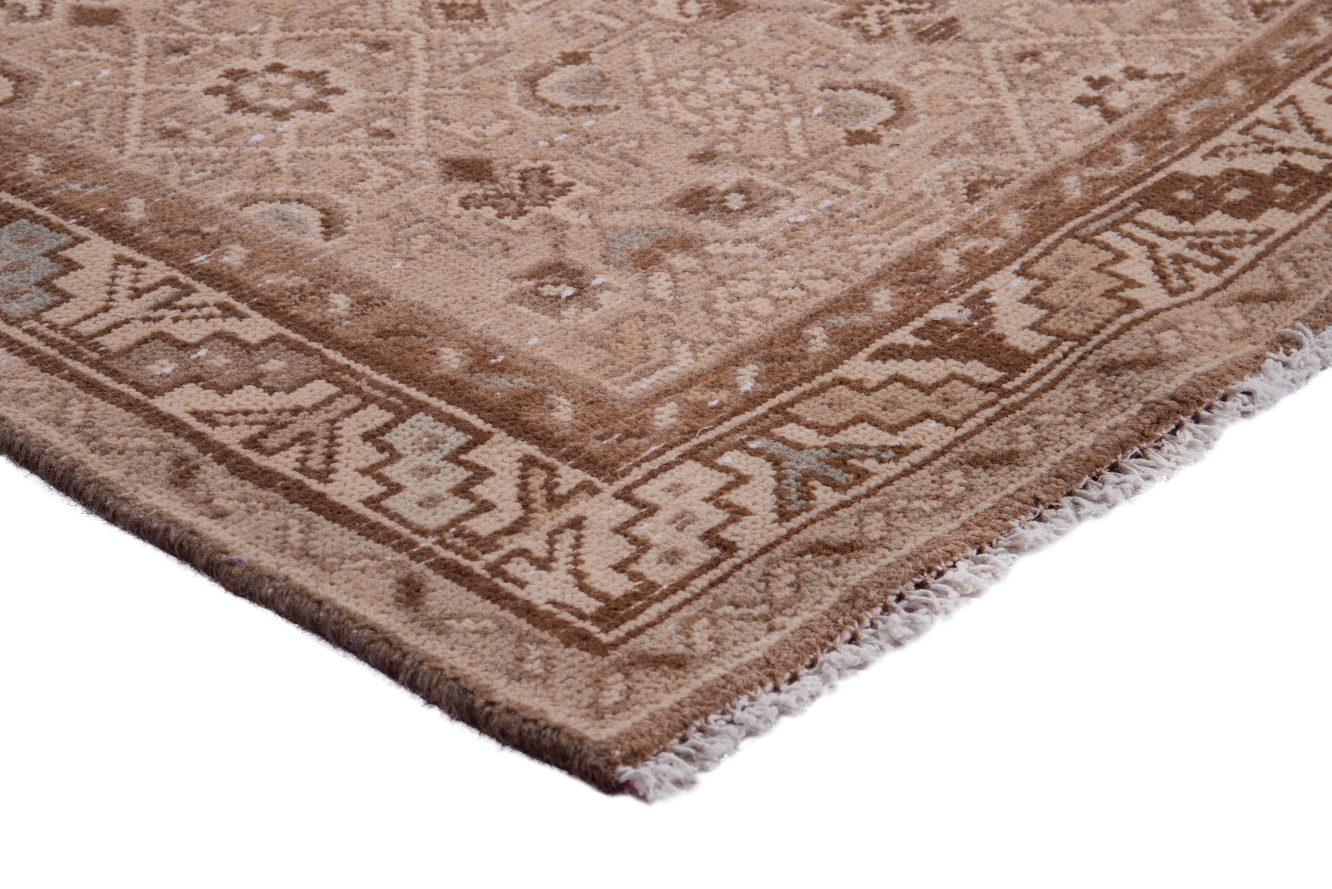 Persian Hamedan runner rug in taupe and greige, view 4 of 18