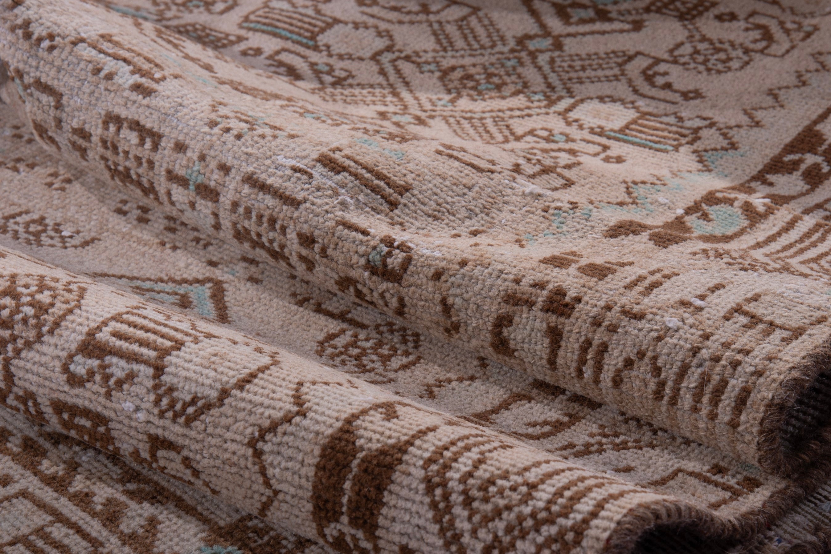 Persian Hamedan runner rug in tan and greige, view 14 of 17